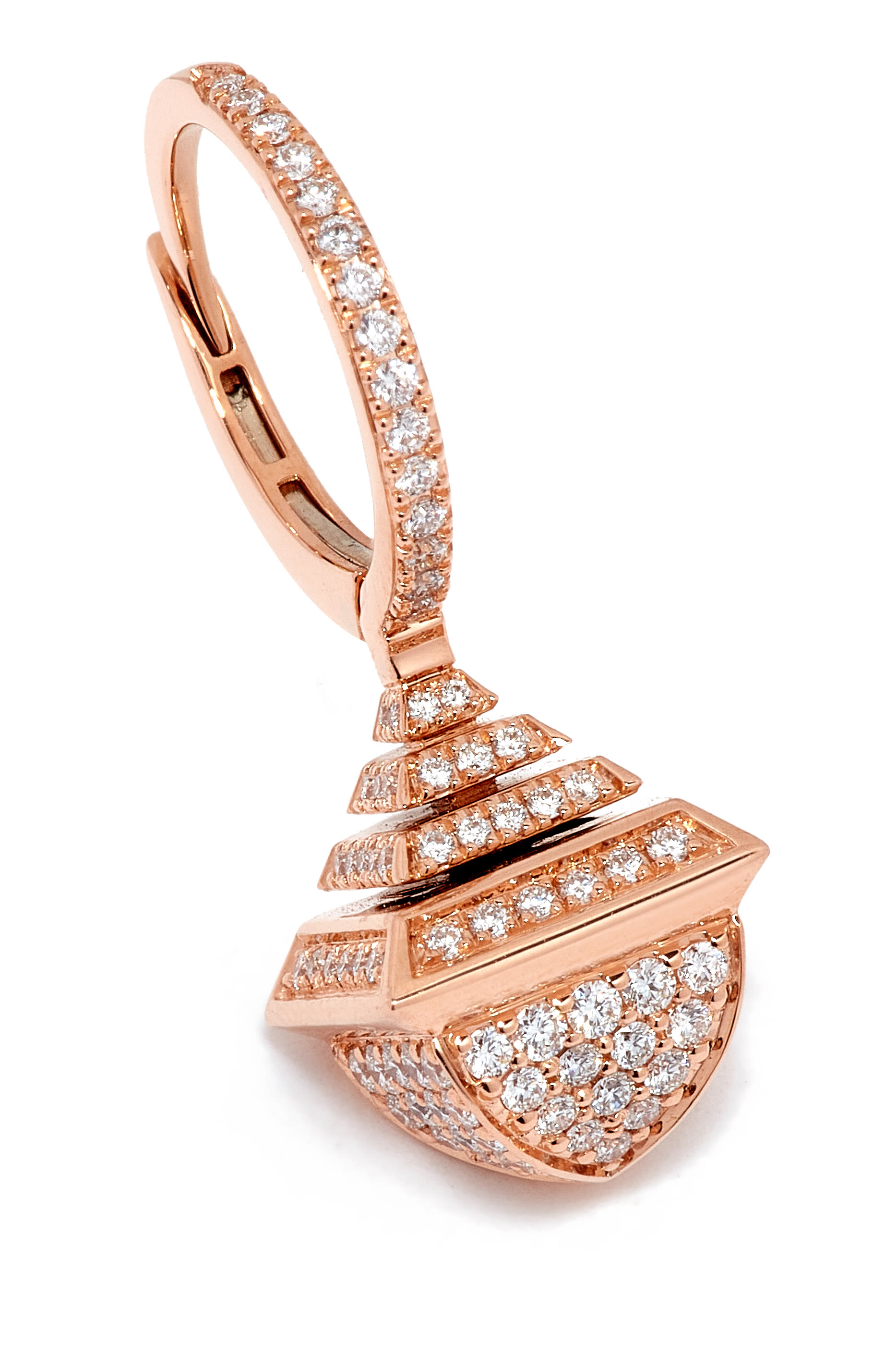 Cleo Midi Rev Earrings, 18k Rose Gold with Full Diamonds