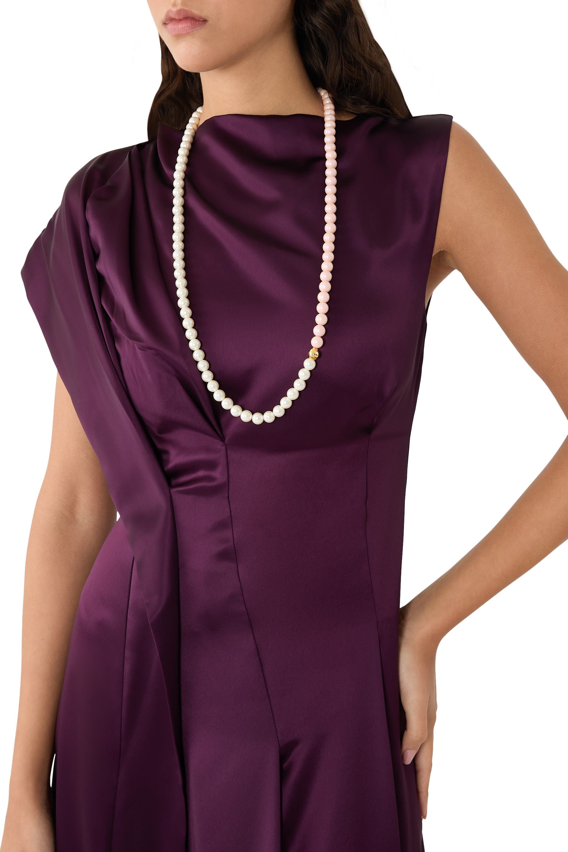 Two-Toned Necklace, Plated Metal & Enamel