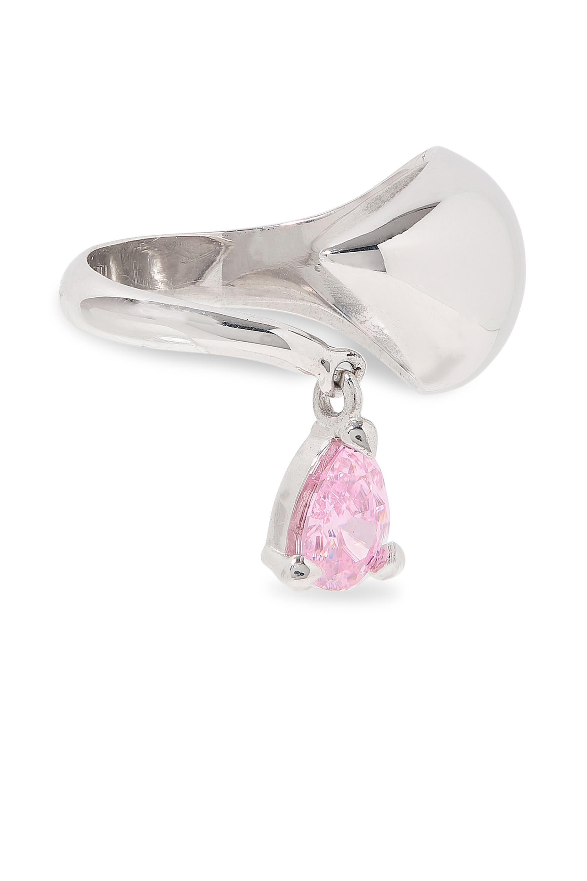 Blown Alien Pink Charm Ring, 925 Sterling Silver & Stone