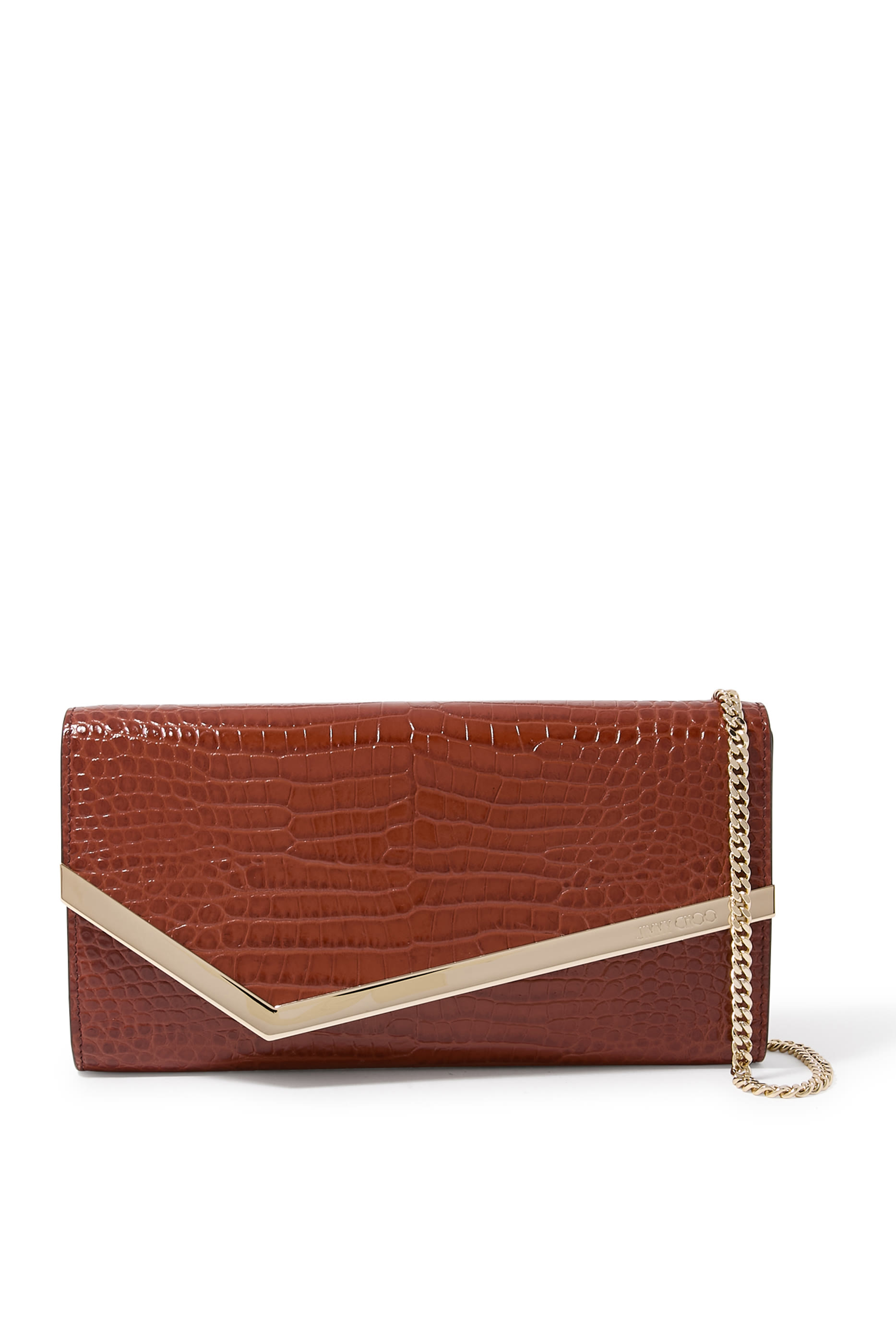 Emmie Croc-Embossed Linear Clutch