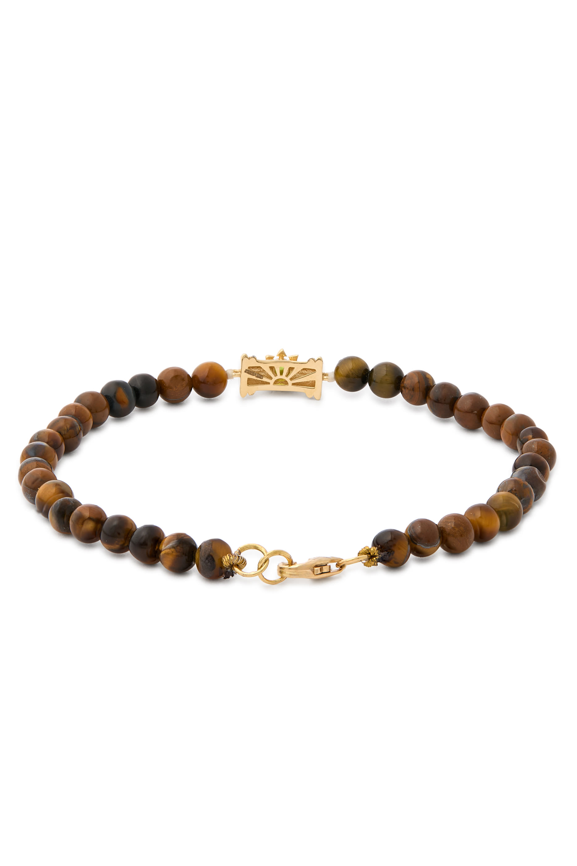 Warrior Star Seed Beaded Tiger&rsquo;s Eye Bracelet, 18K Yellow Gold & Diamonds