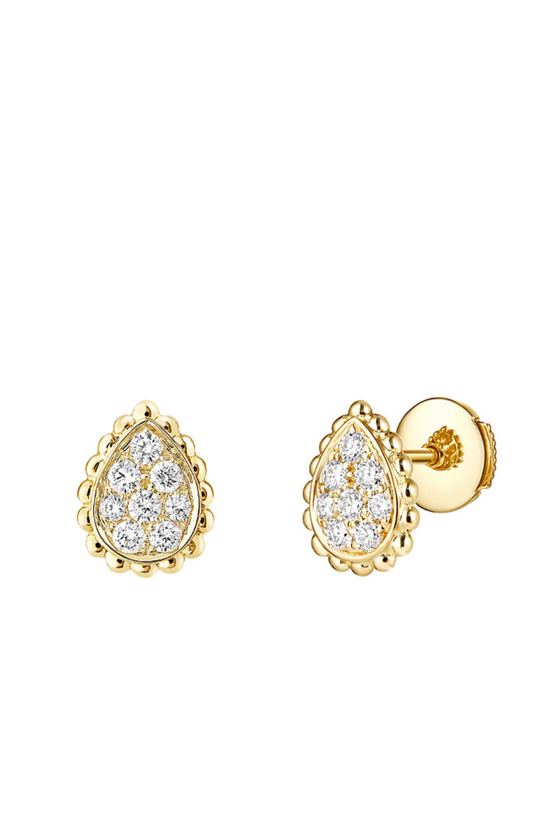 Serpent Boh&egrave;me XS motif stud earrings, 18k Yellow Gold & Diamonds