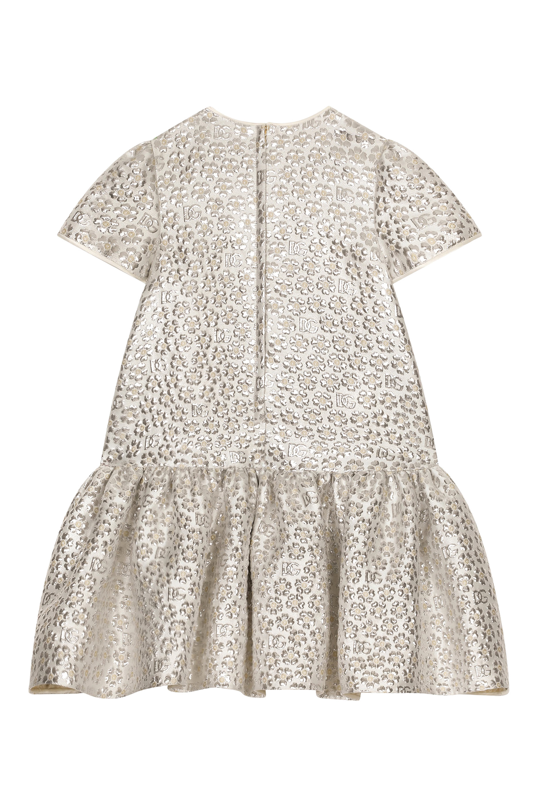 Kids Brocade Jacquard Dress with DG Logo