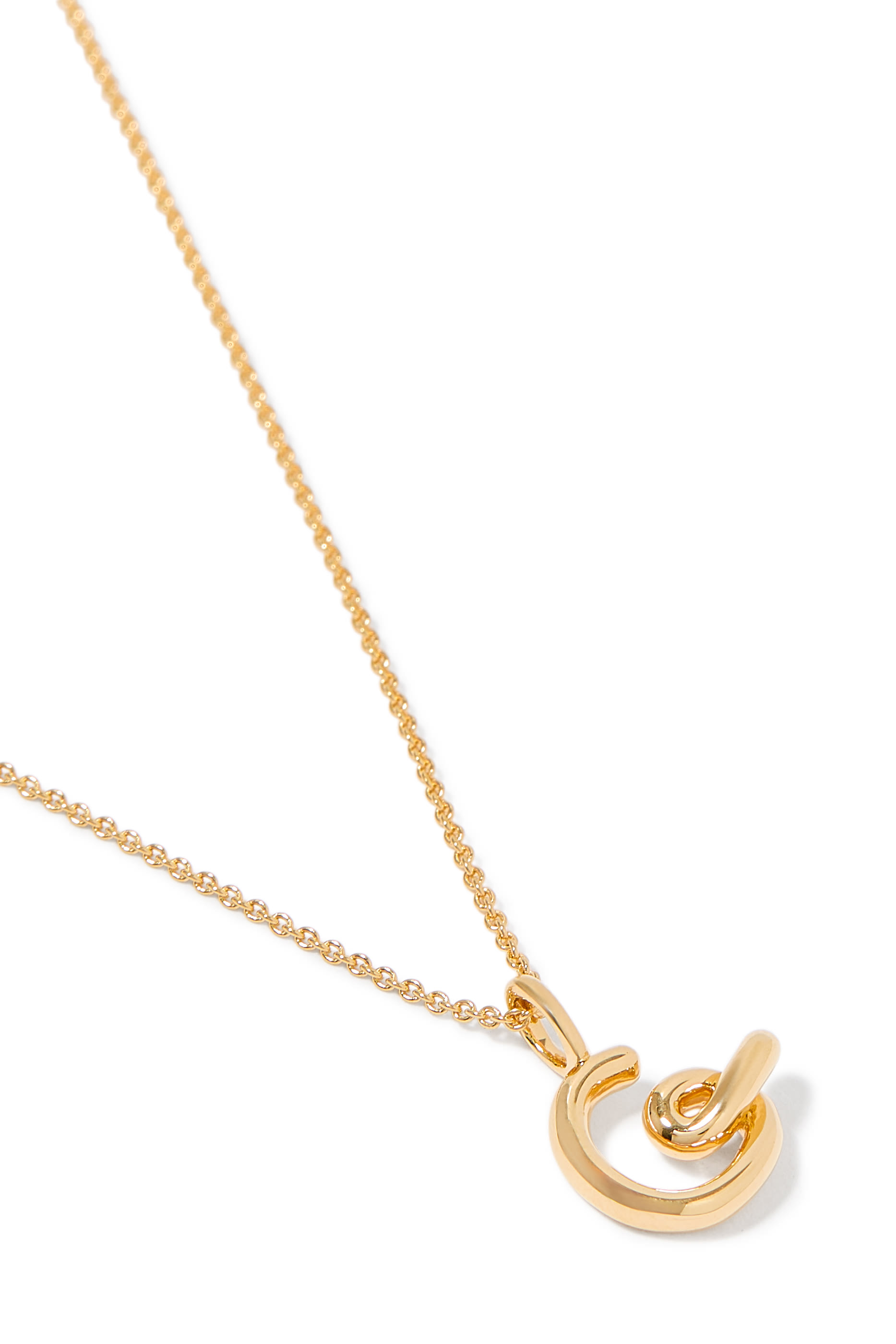 Curly Molten Mini Initial Necklace - G , 18ct Recycled Gold Vermeil on Recycled Sterling Silver