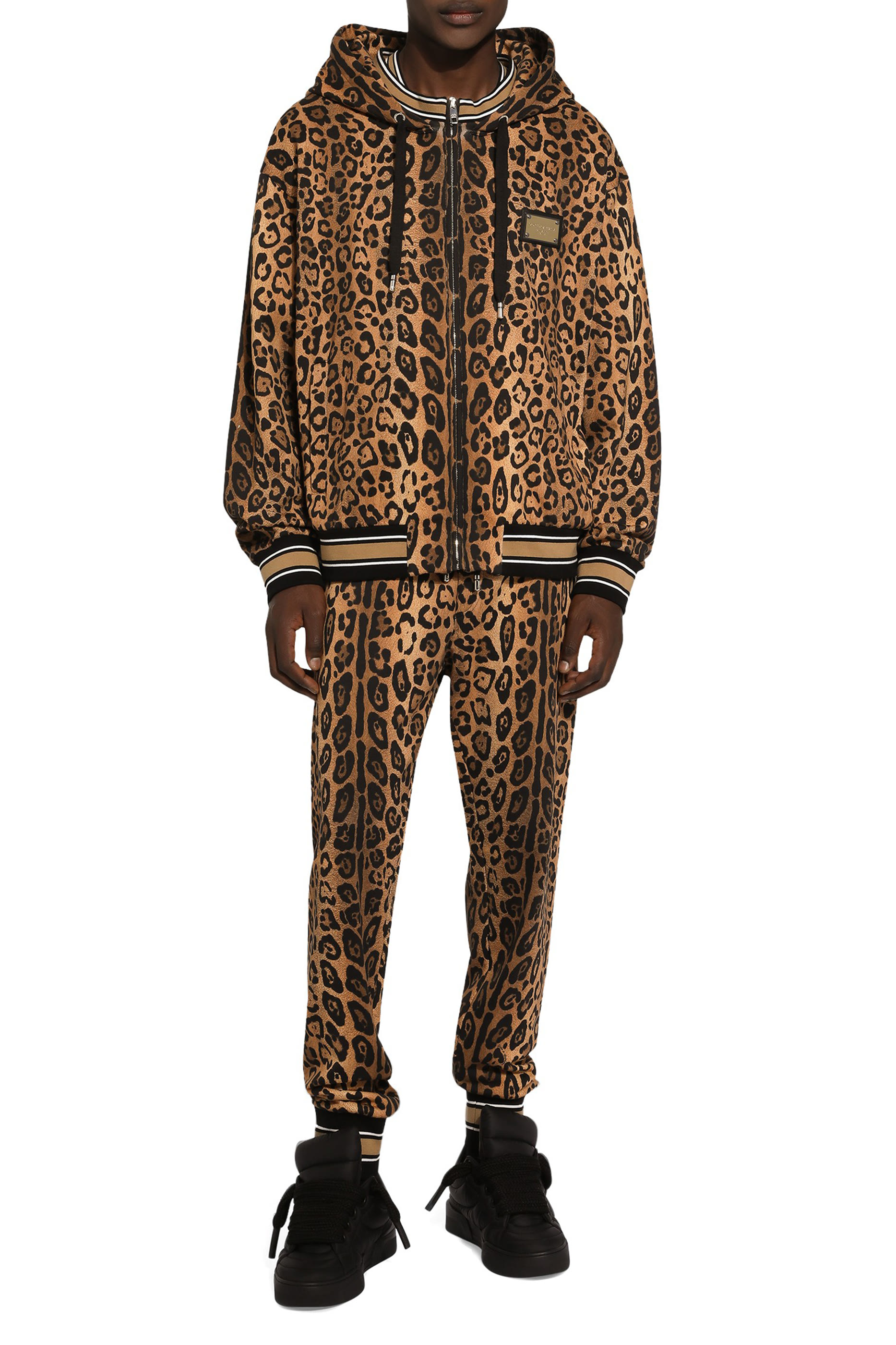  Hoodie with Leopard-Print Crespo and Tag