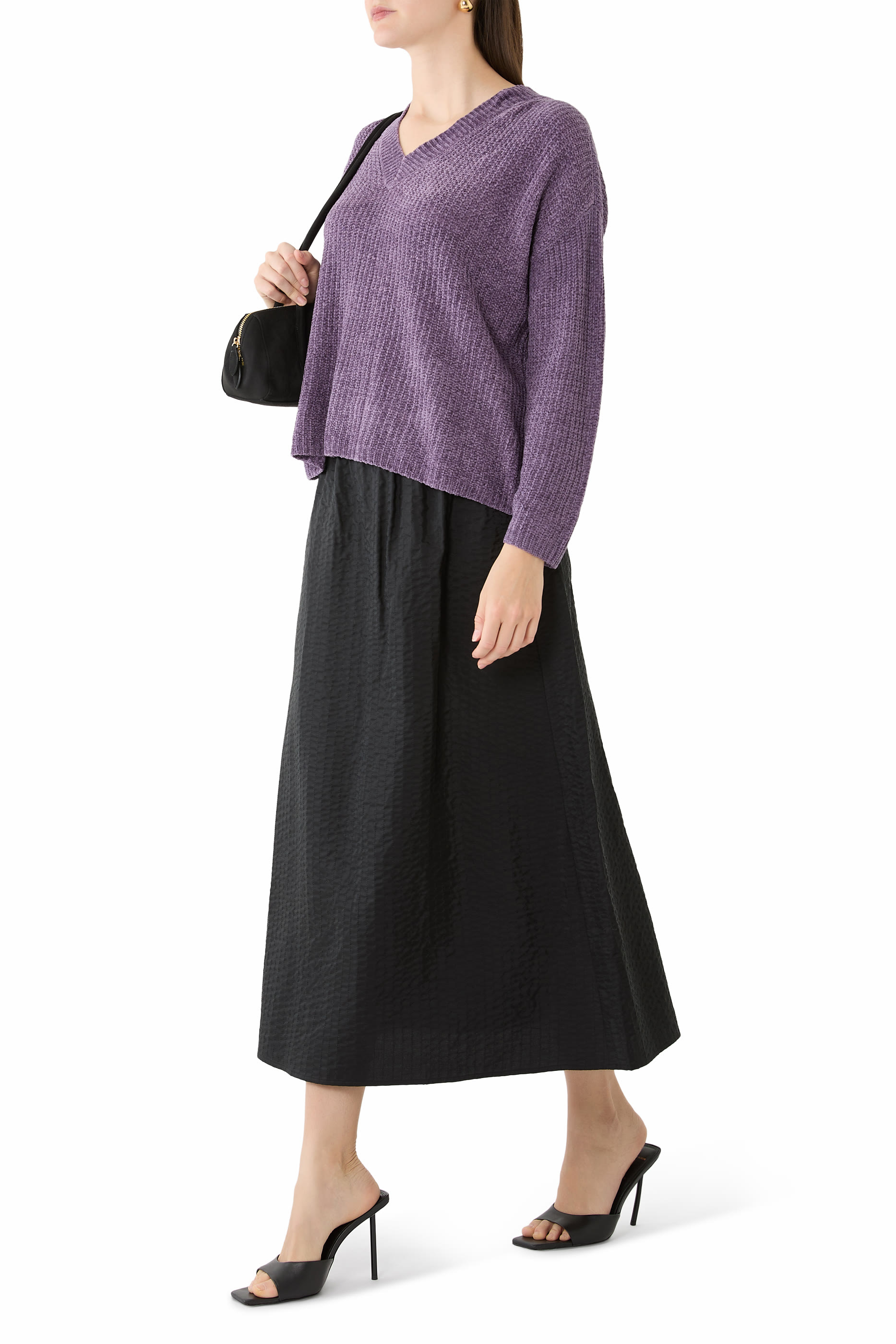 Quilted Silk A-Line Skirt