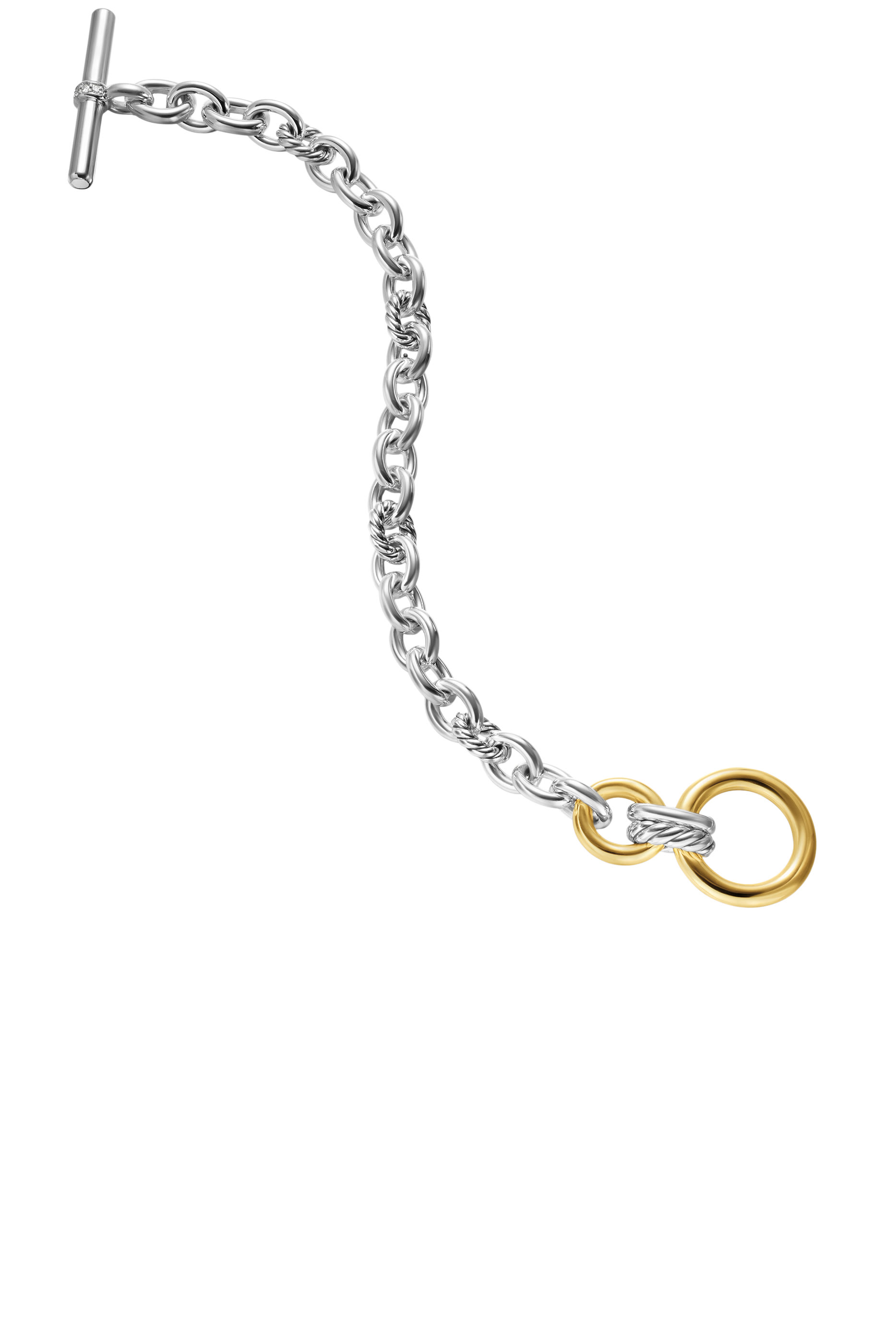 DY Mercer&reg; Toggle Chain Bracelet,  Sterling Silver with 18K Yellow Gold & Diamonds