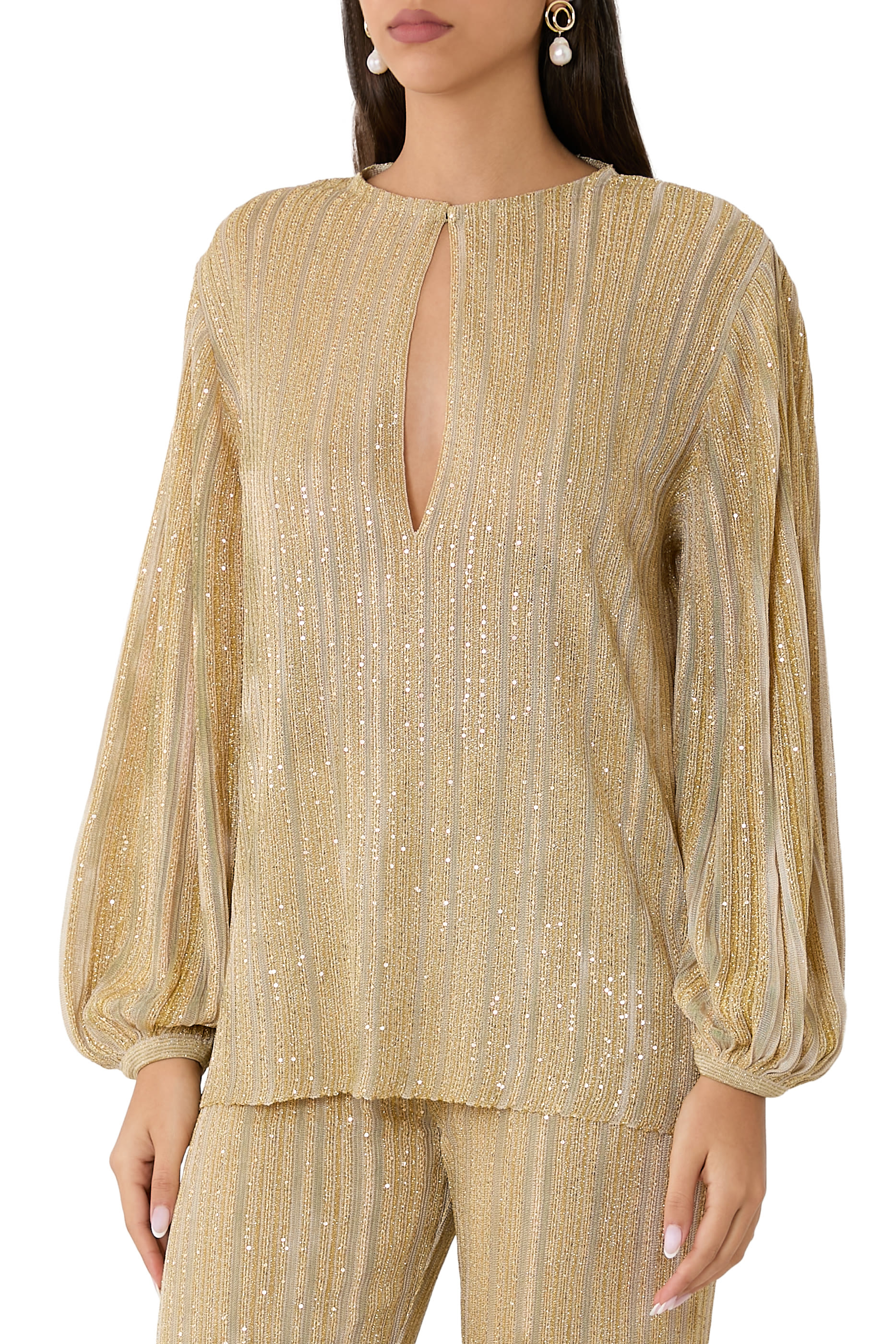 Cutout Lam&eacute; Blouse