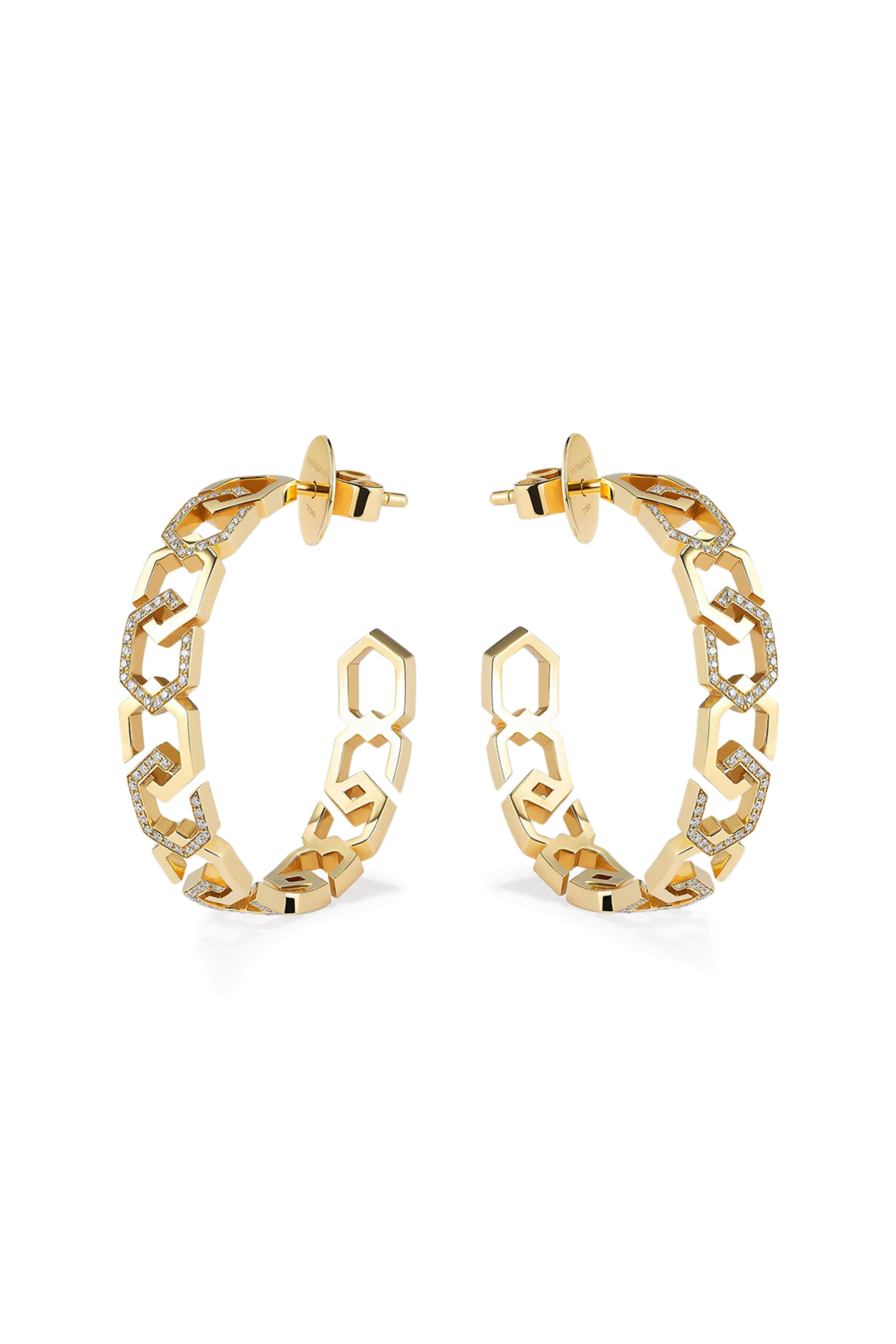 Infinity Medium Narrow Hoops, 18k Yellow Gold & Diamonds