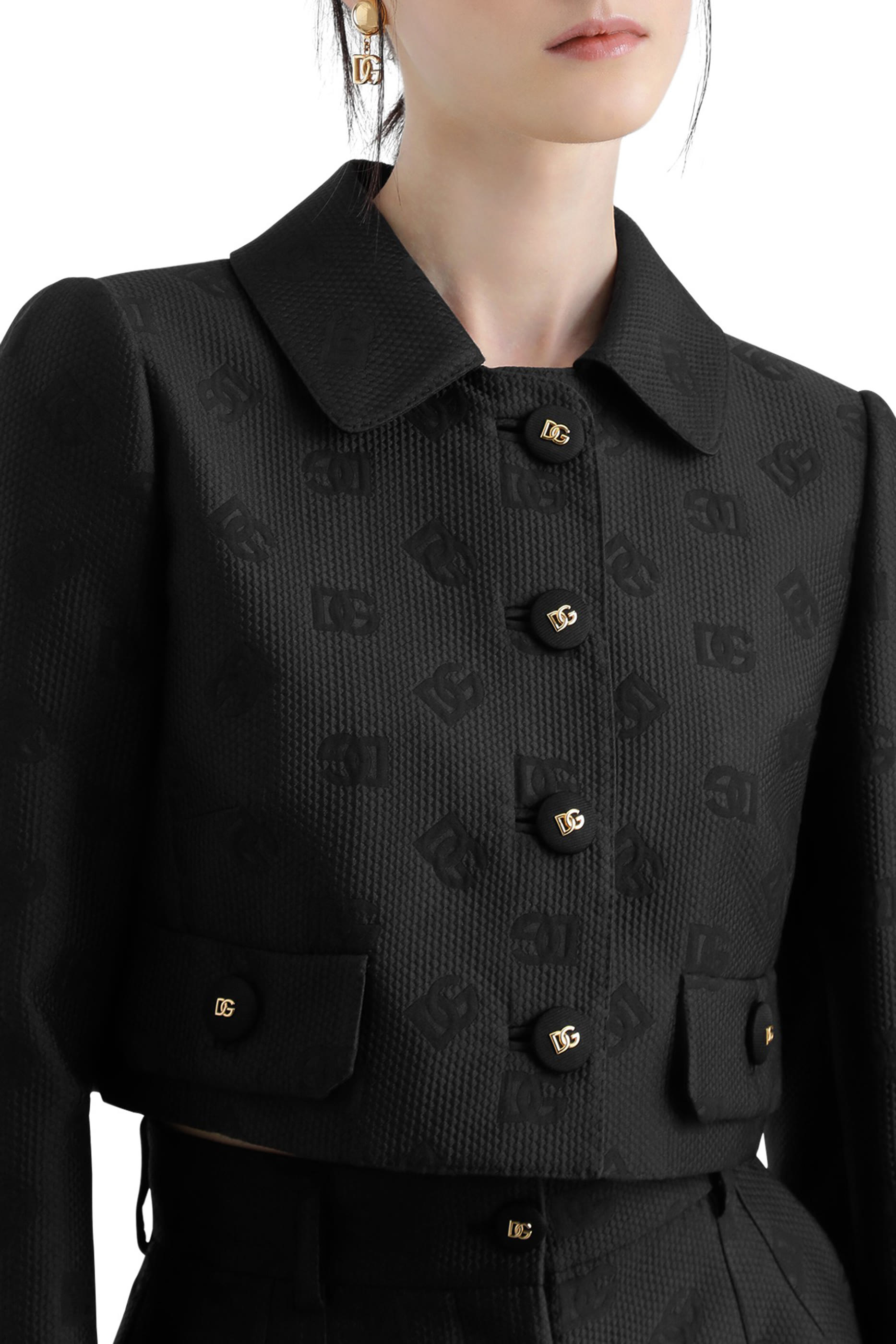 Short Jacquard Jacket with All-Over DG Logo