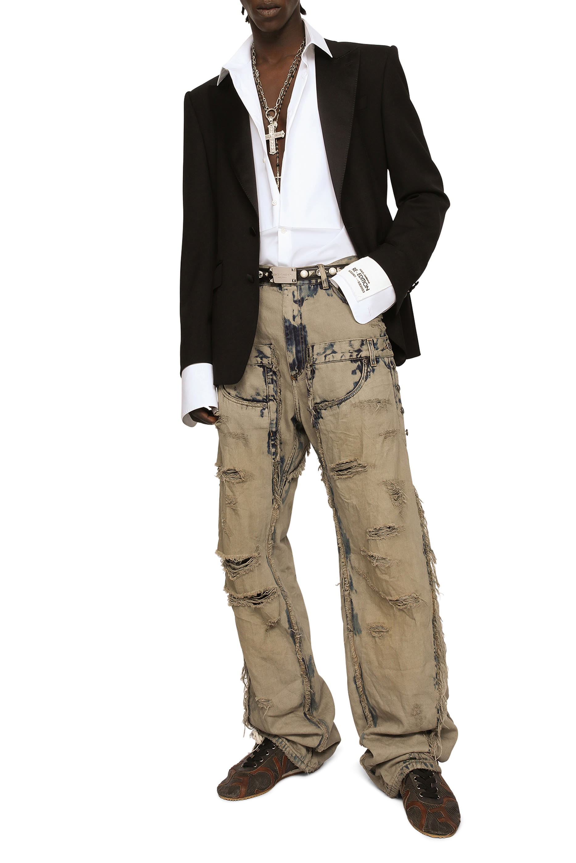 Cotton Poplin Gold-Fit Tuxedo Shirt