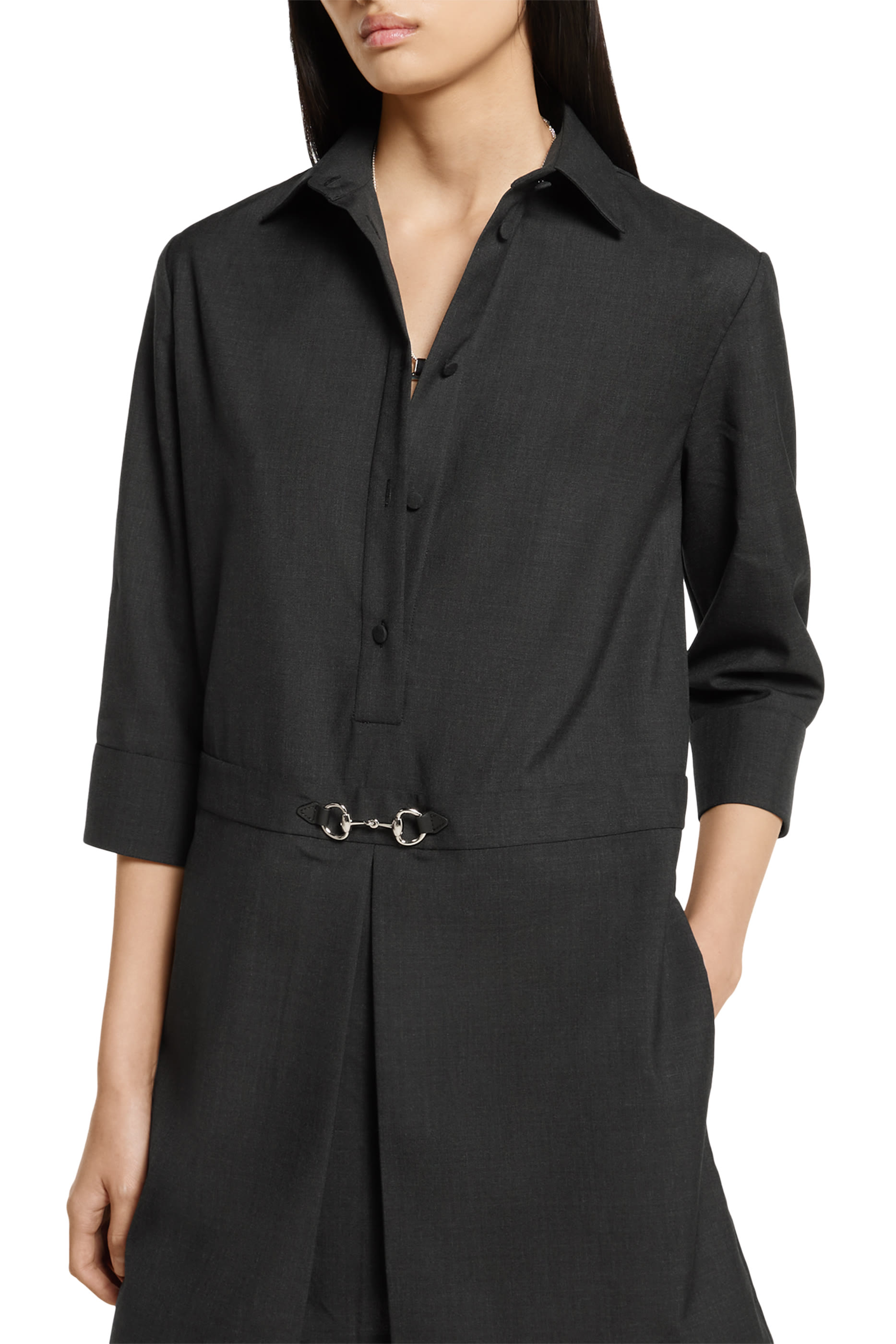 Wool Dress with Horsebit