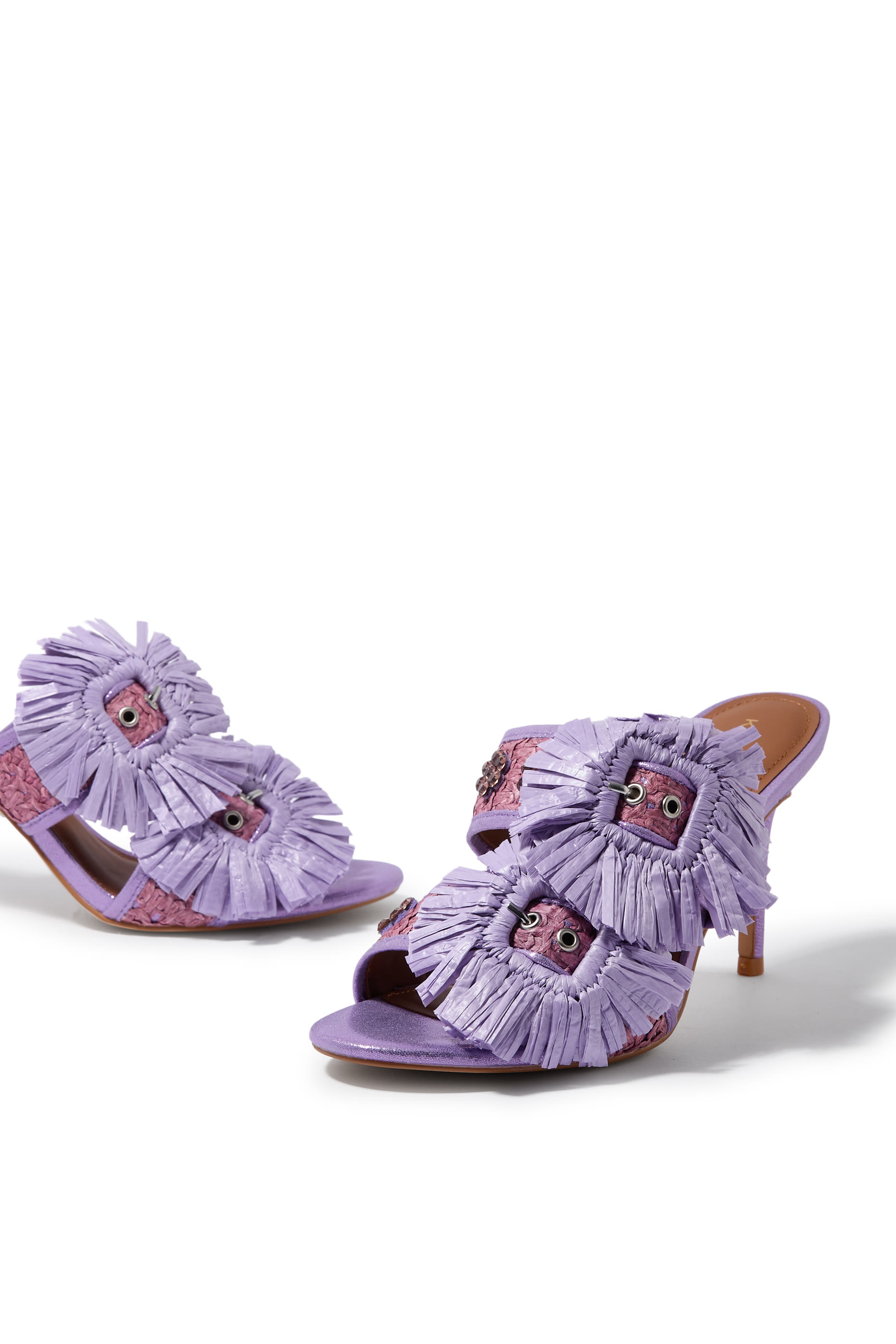 Raffia Buckle Flat Sandals