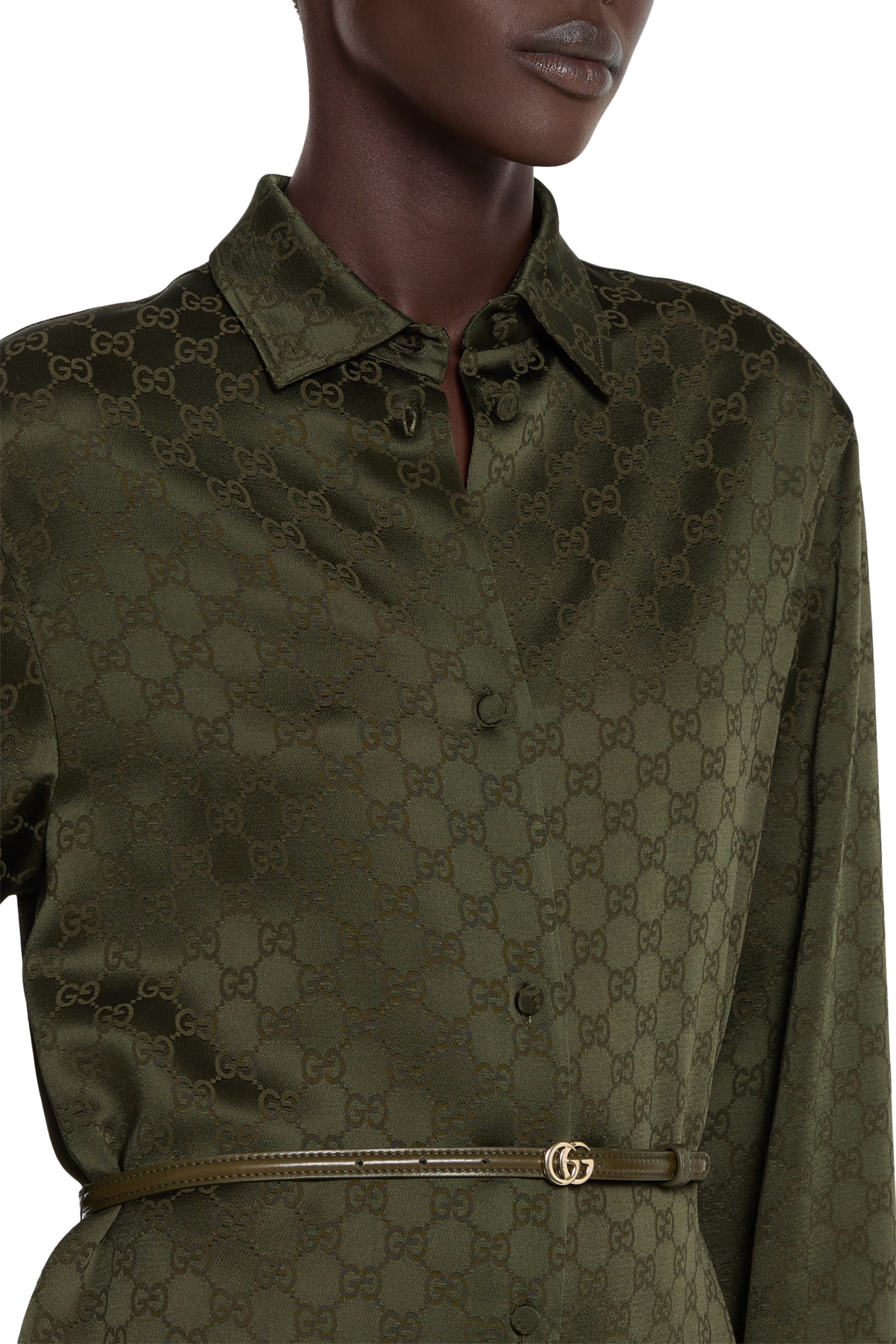 GG Satin Shirt Dress