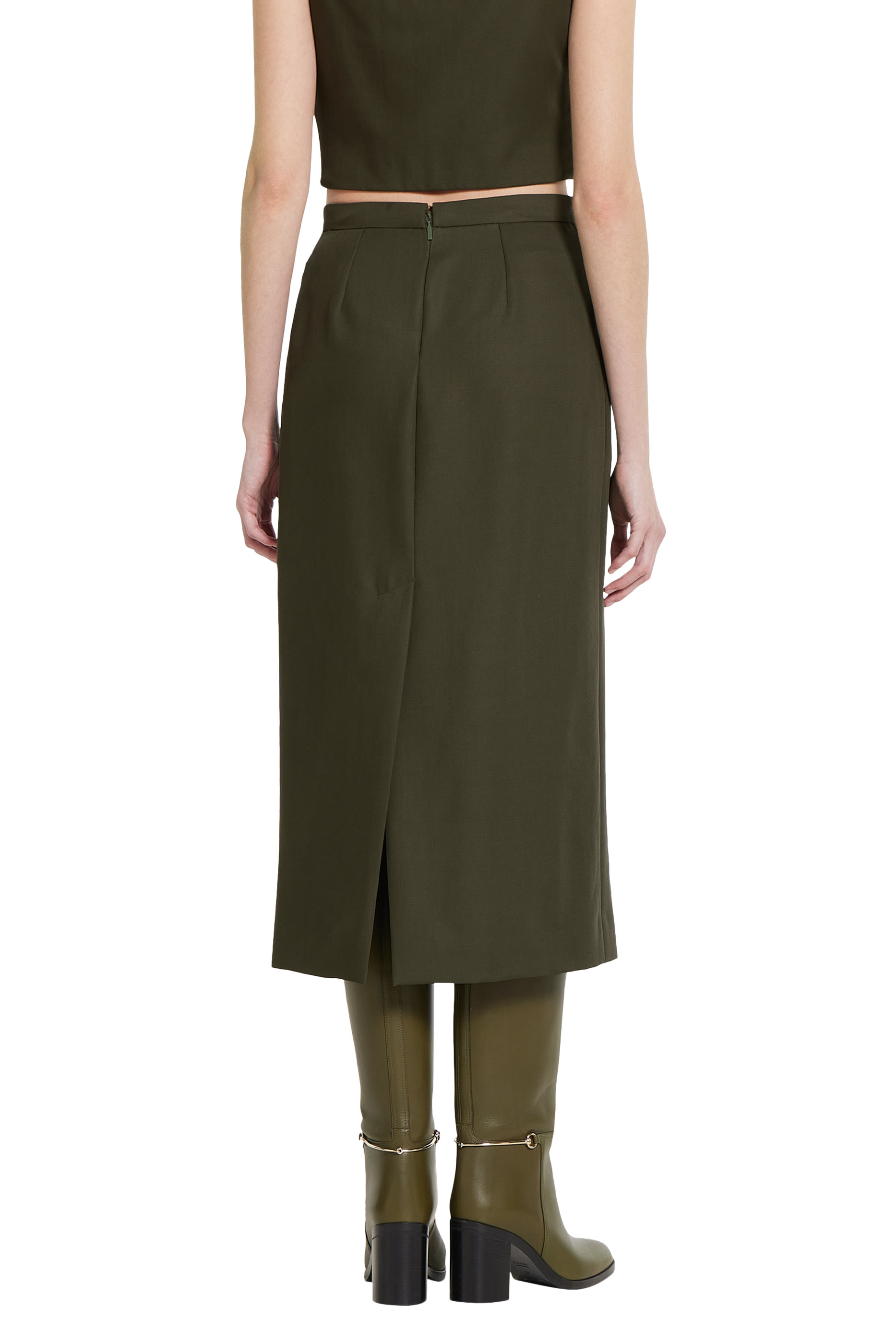 Floral Embroidered Wool Mohair Skirt