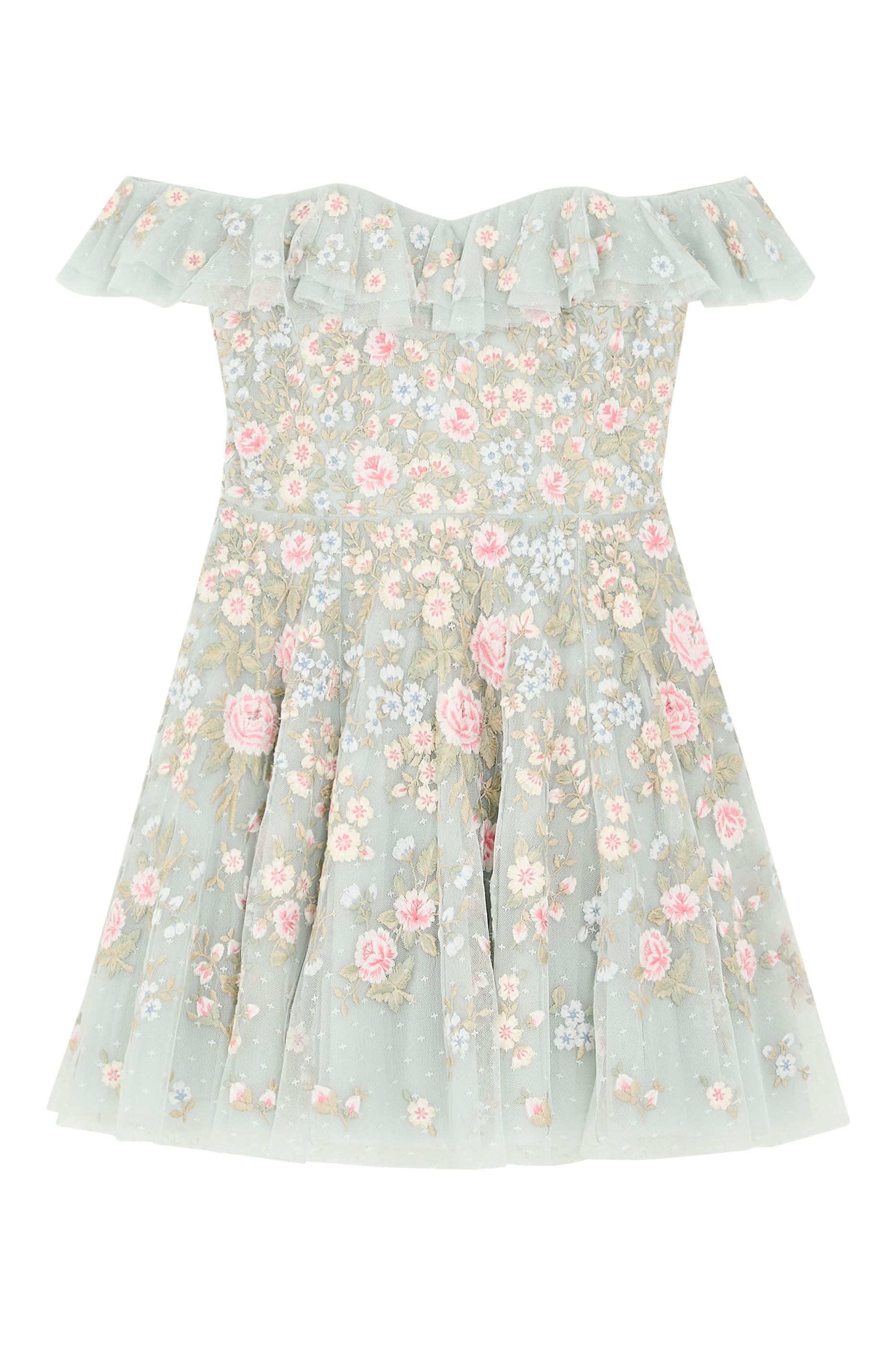 Antoinettes Floral Off-Shoulder Micro Mini Dress