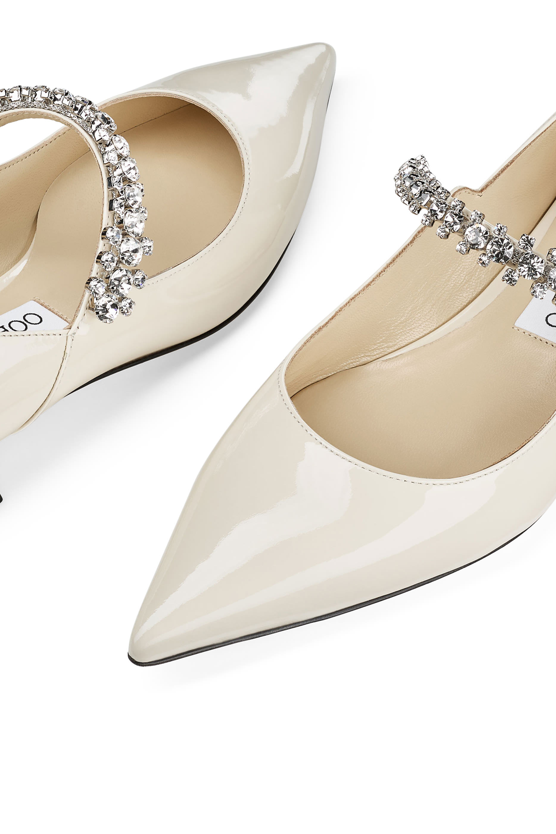 Linen Patent Leather Ballerian with Crystal Strap