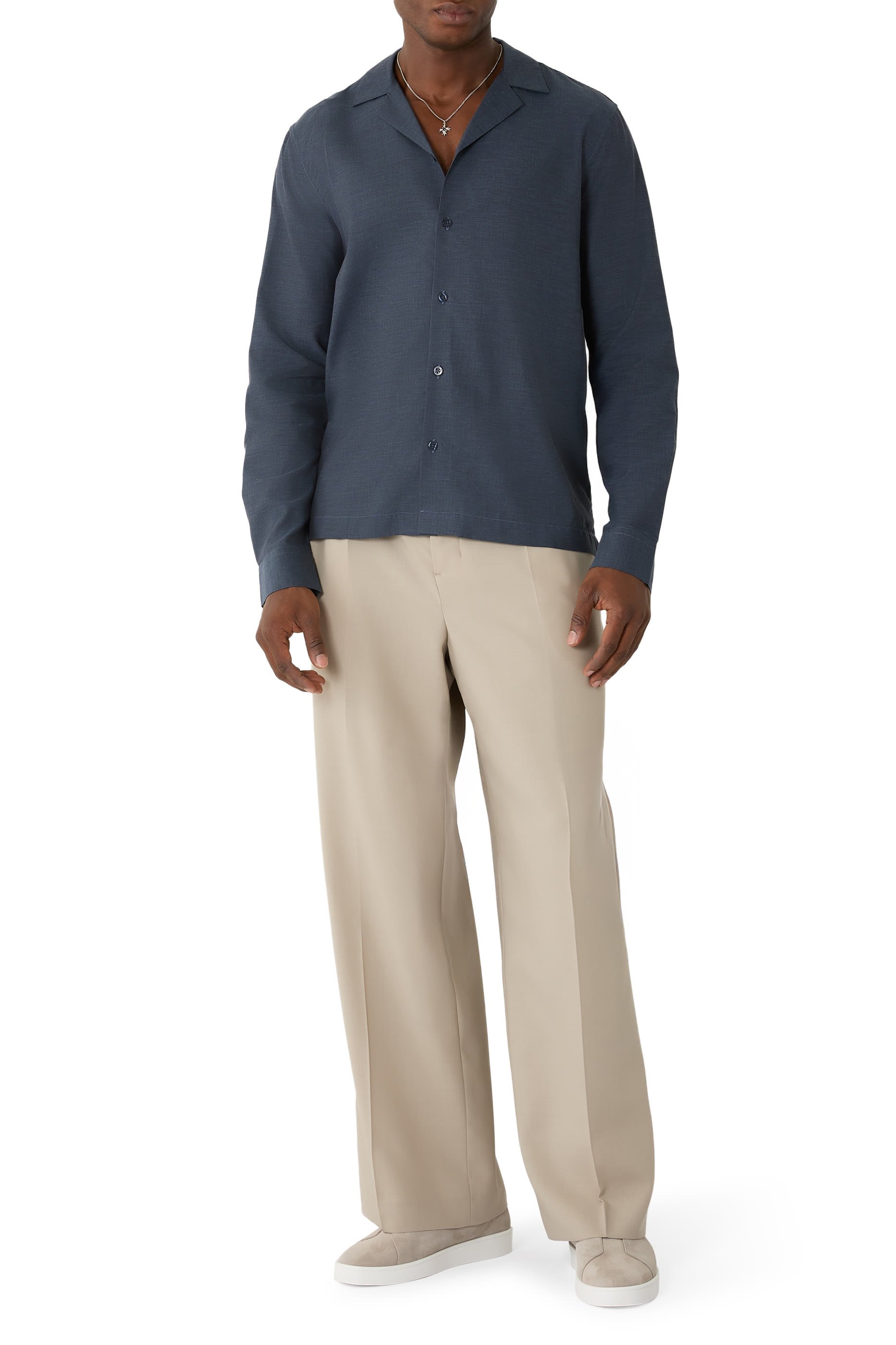 Safra Herringbone Cotton-Flannel Shirt