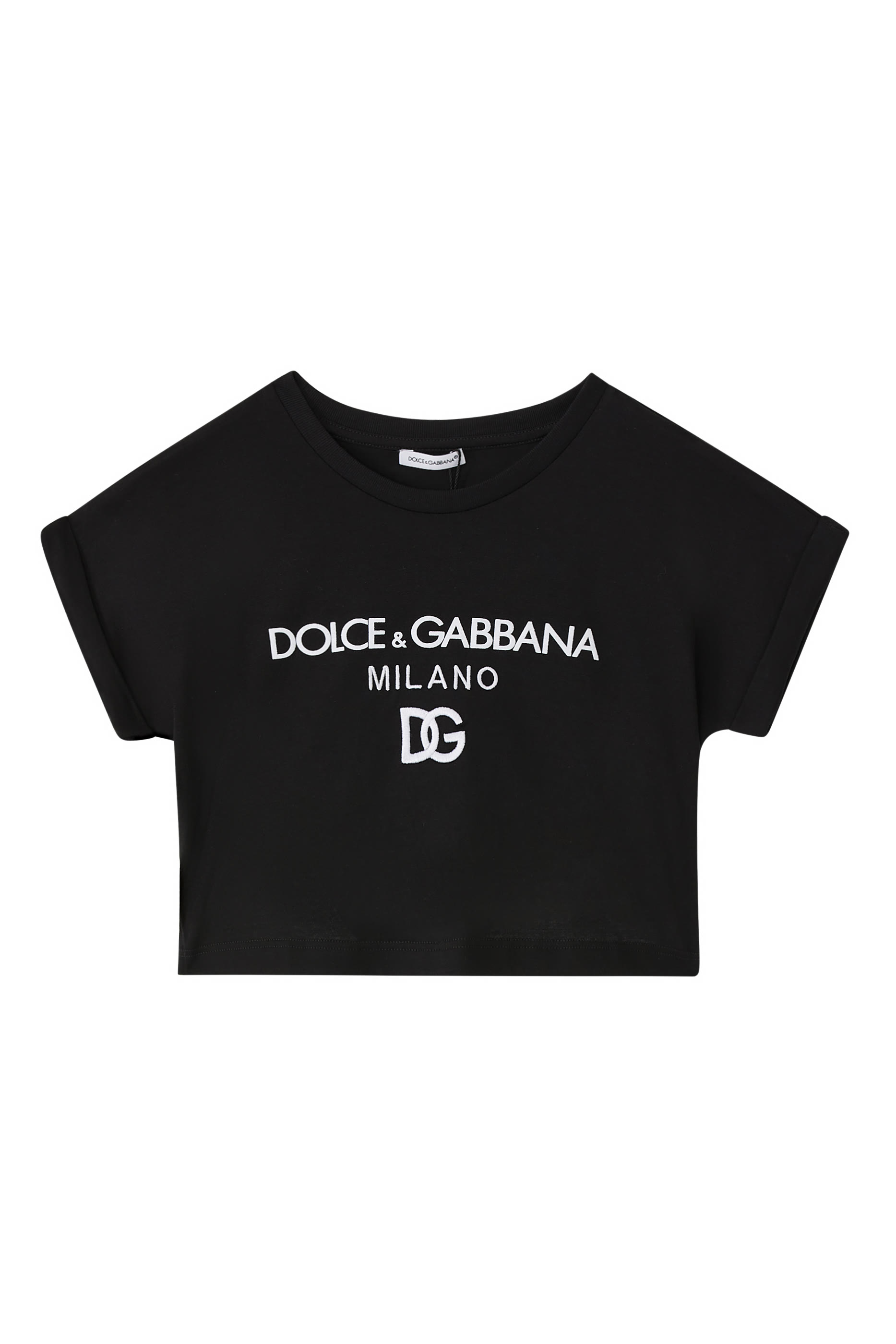 Kids Logo Embroidered Cropped T-Shirt