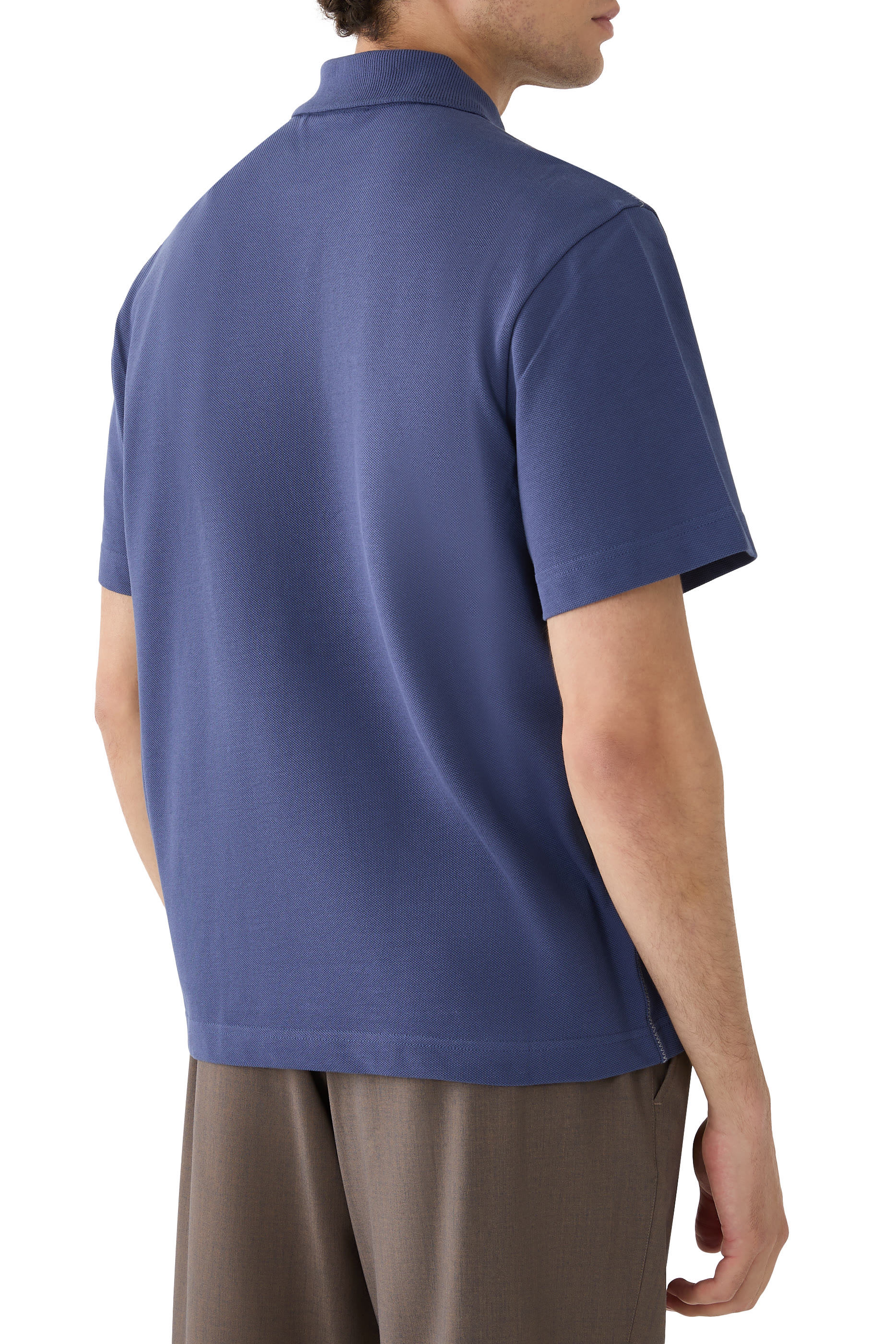 Logo Patch Cotton Piquet Polo Shirt