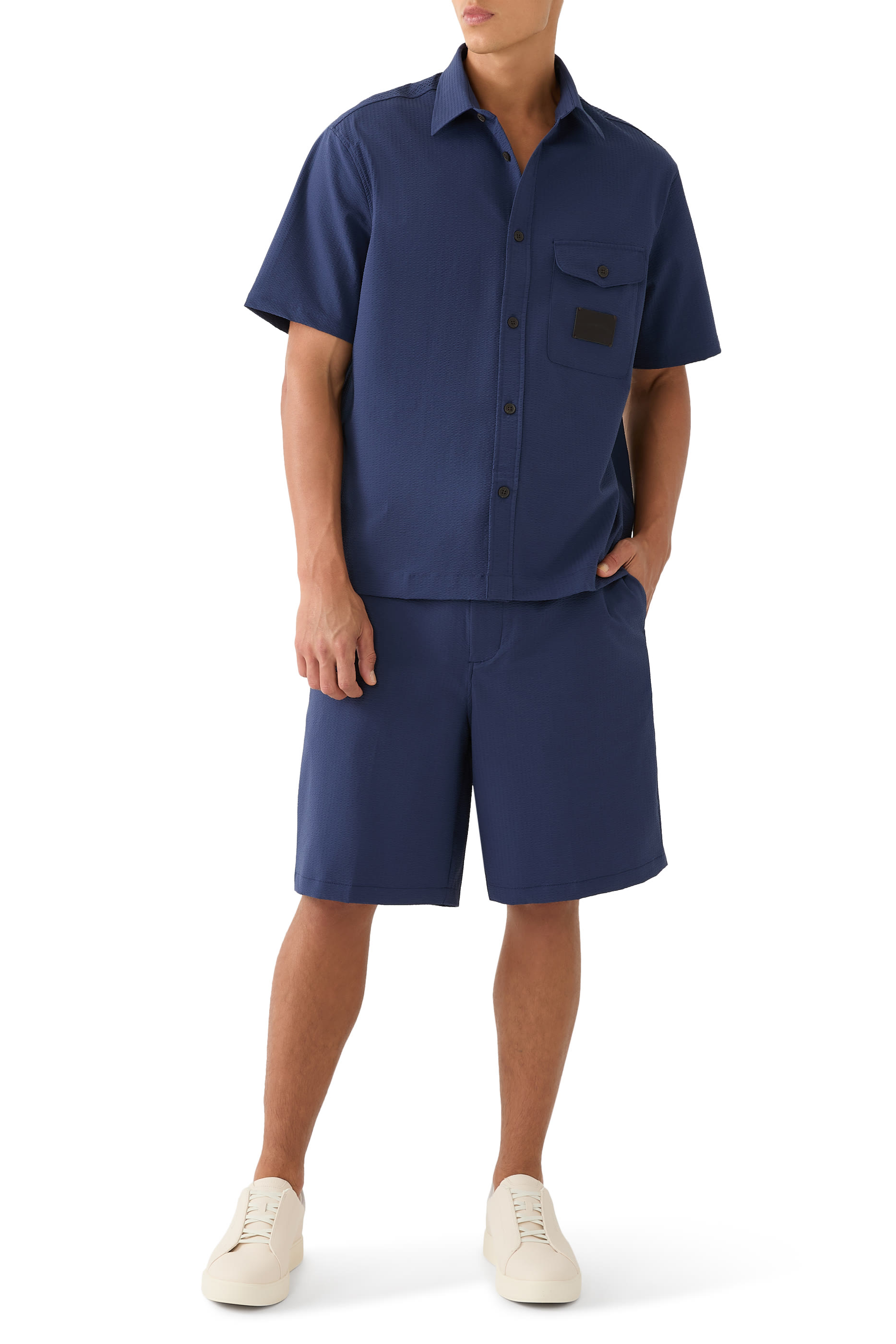 Nylon Seersucker Bermuda Shorts