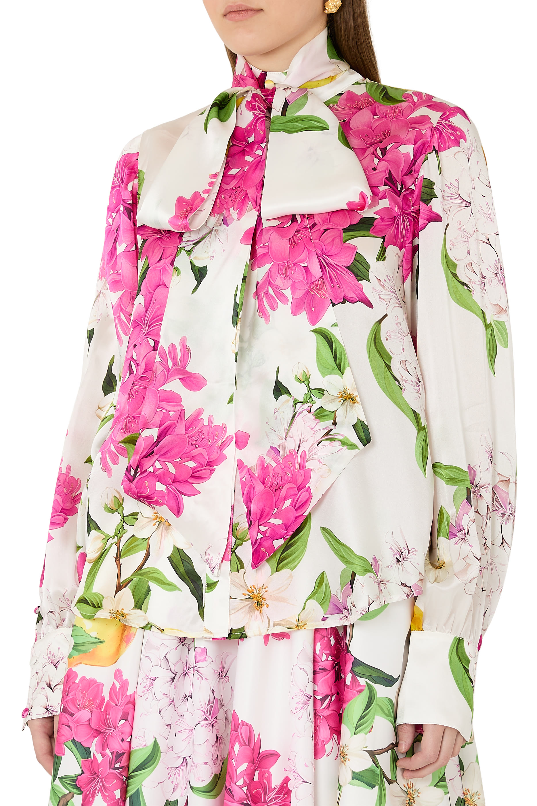 Tie Neck Silk Blouse 