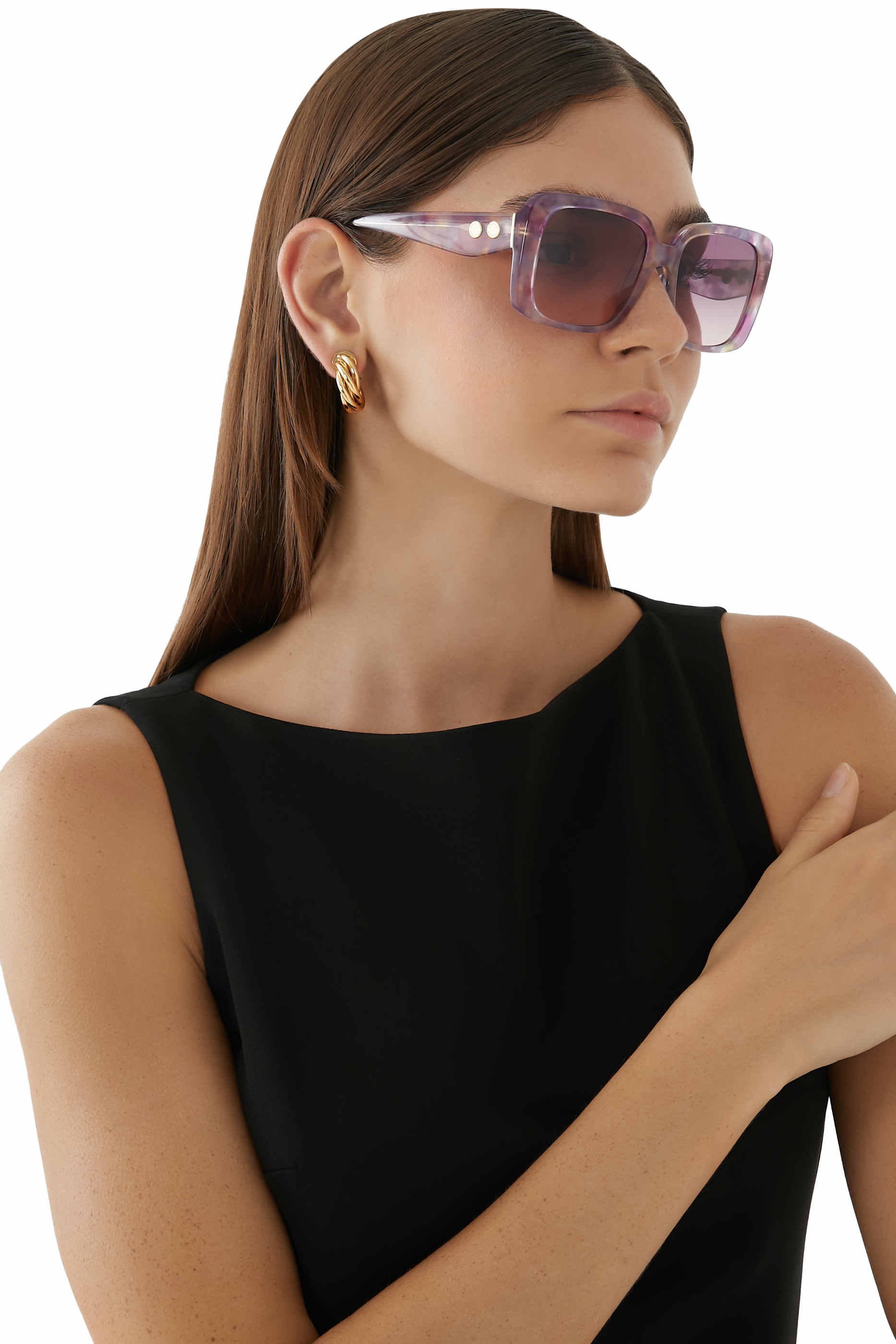 Rouge Watercolor Square Sunglasses