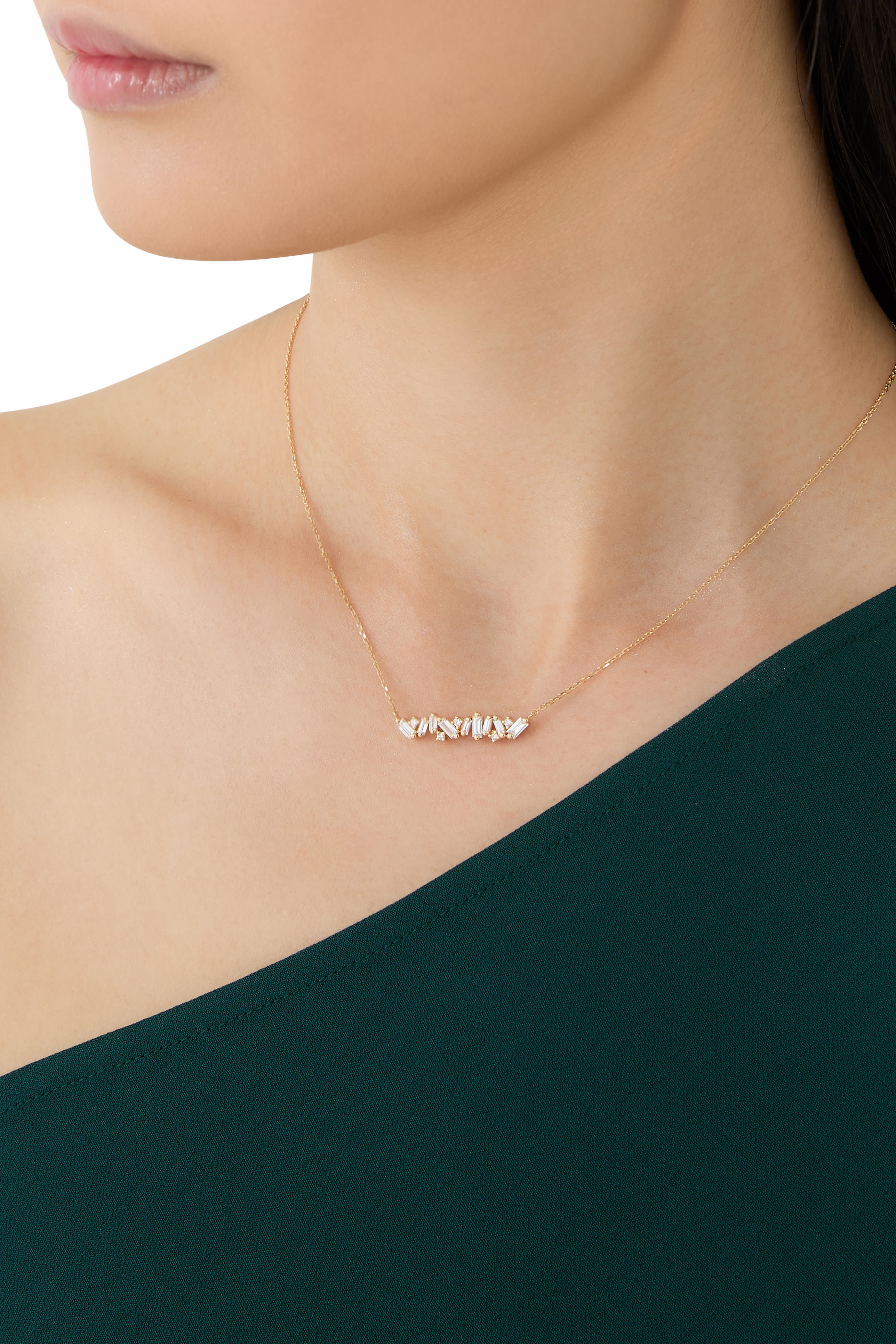 Frenzy Bar Pendant, 18k Yellow Gold & Diamonds