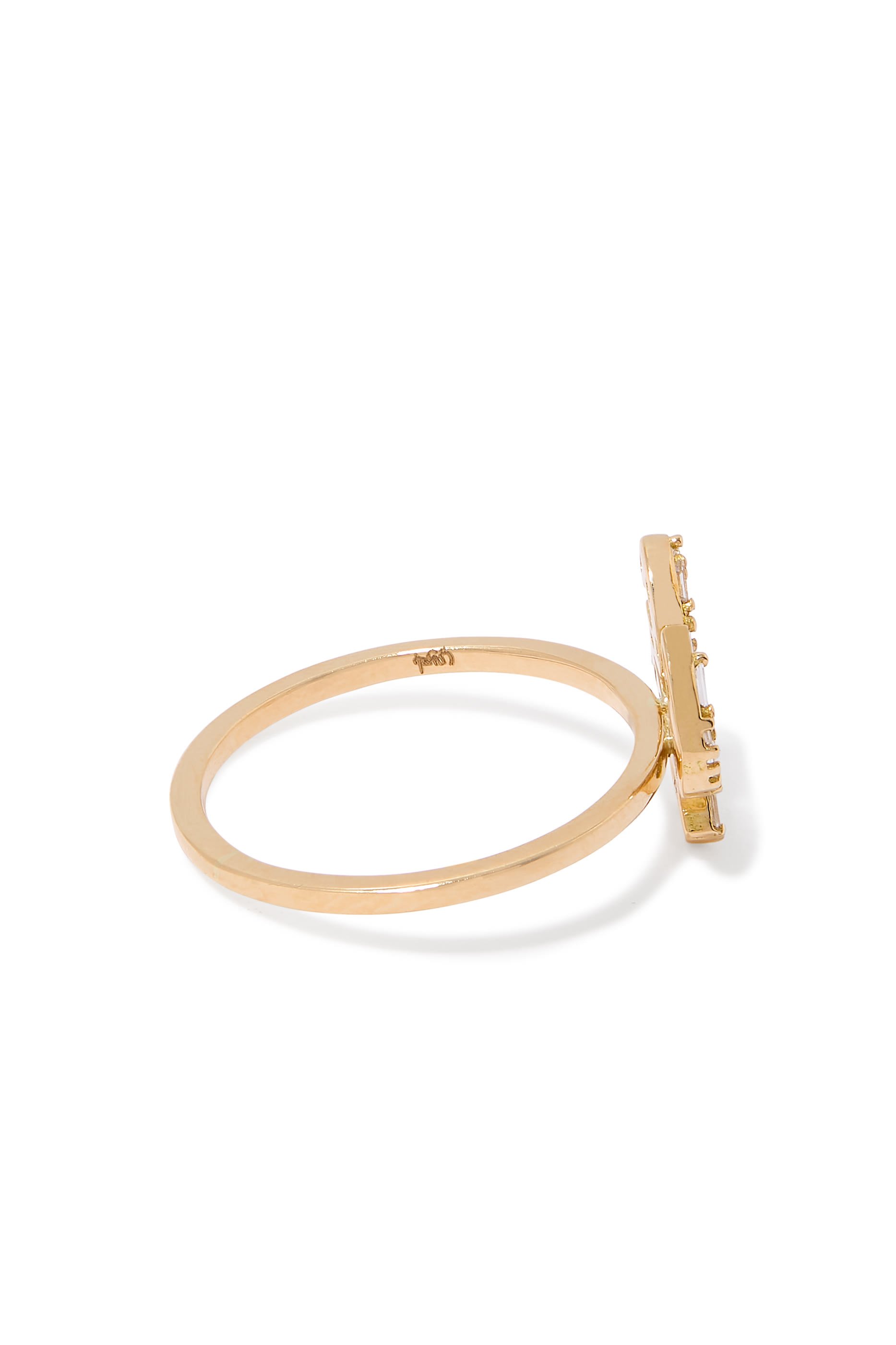 Oula XS Arabic Letter Yaa Ring, 18K Yellow Gold & Diamonds