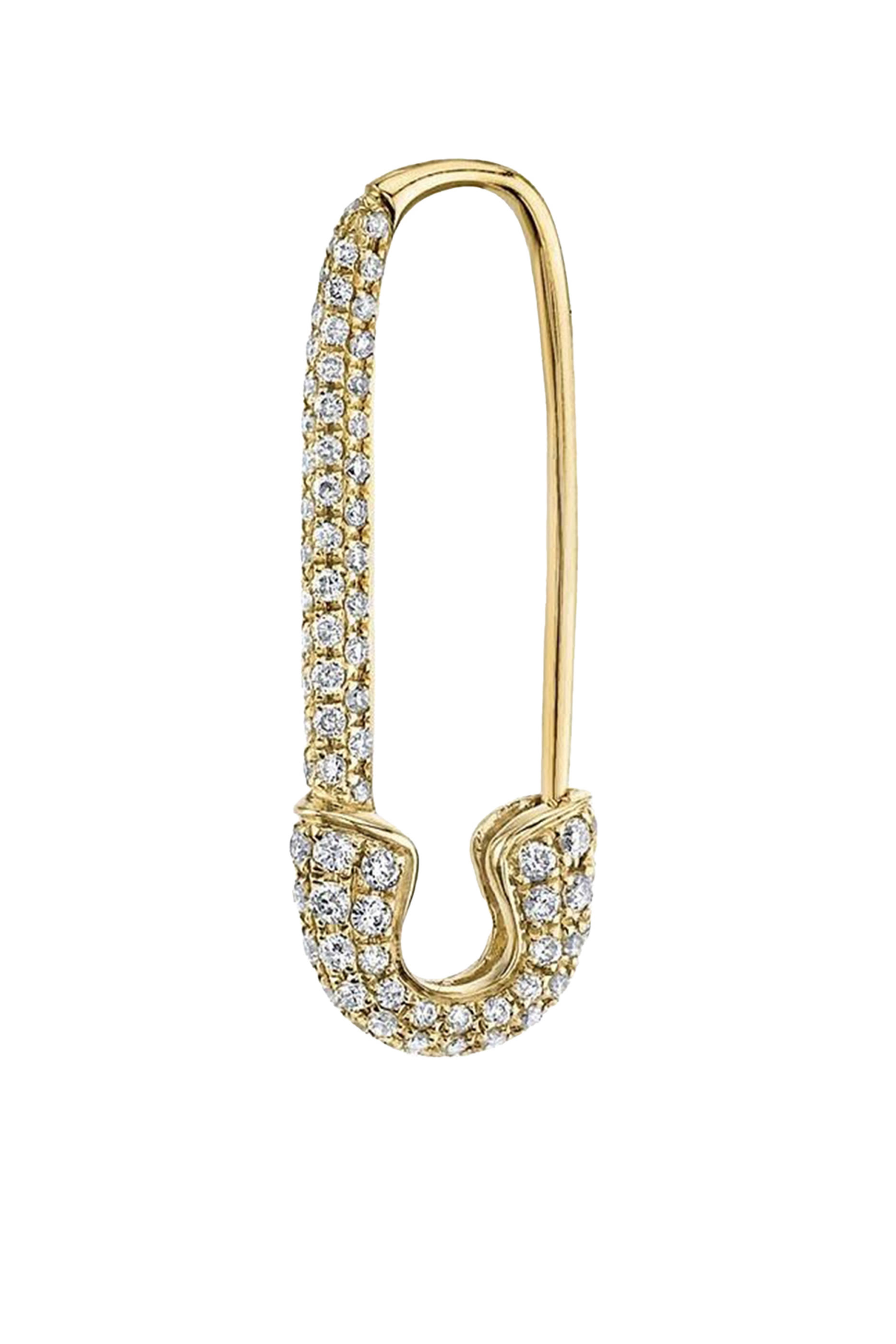 Diamond Safety Pin Earring, 18K Yellow Gold & Diamonds
