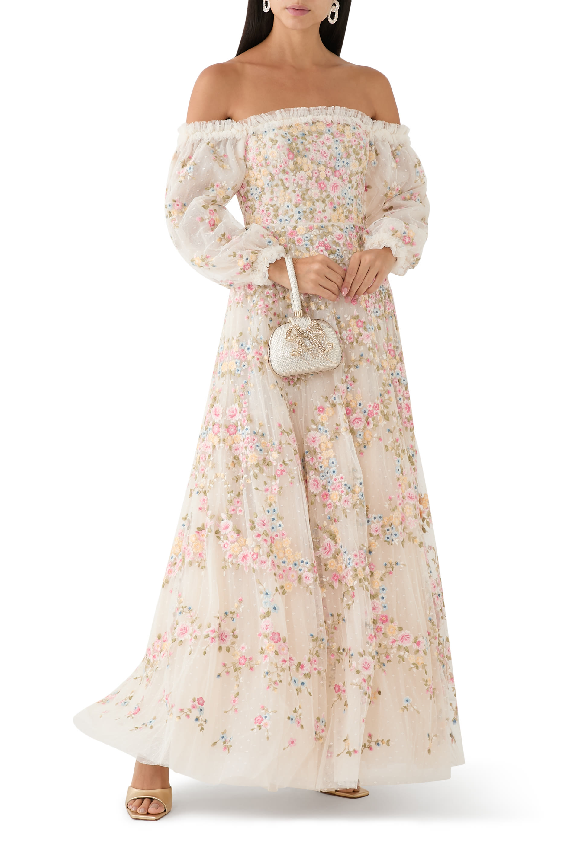  Lunaria Wreath Off-Shoulder Gown