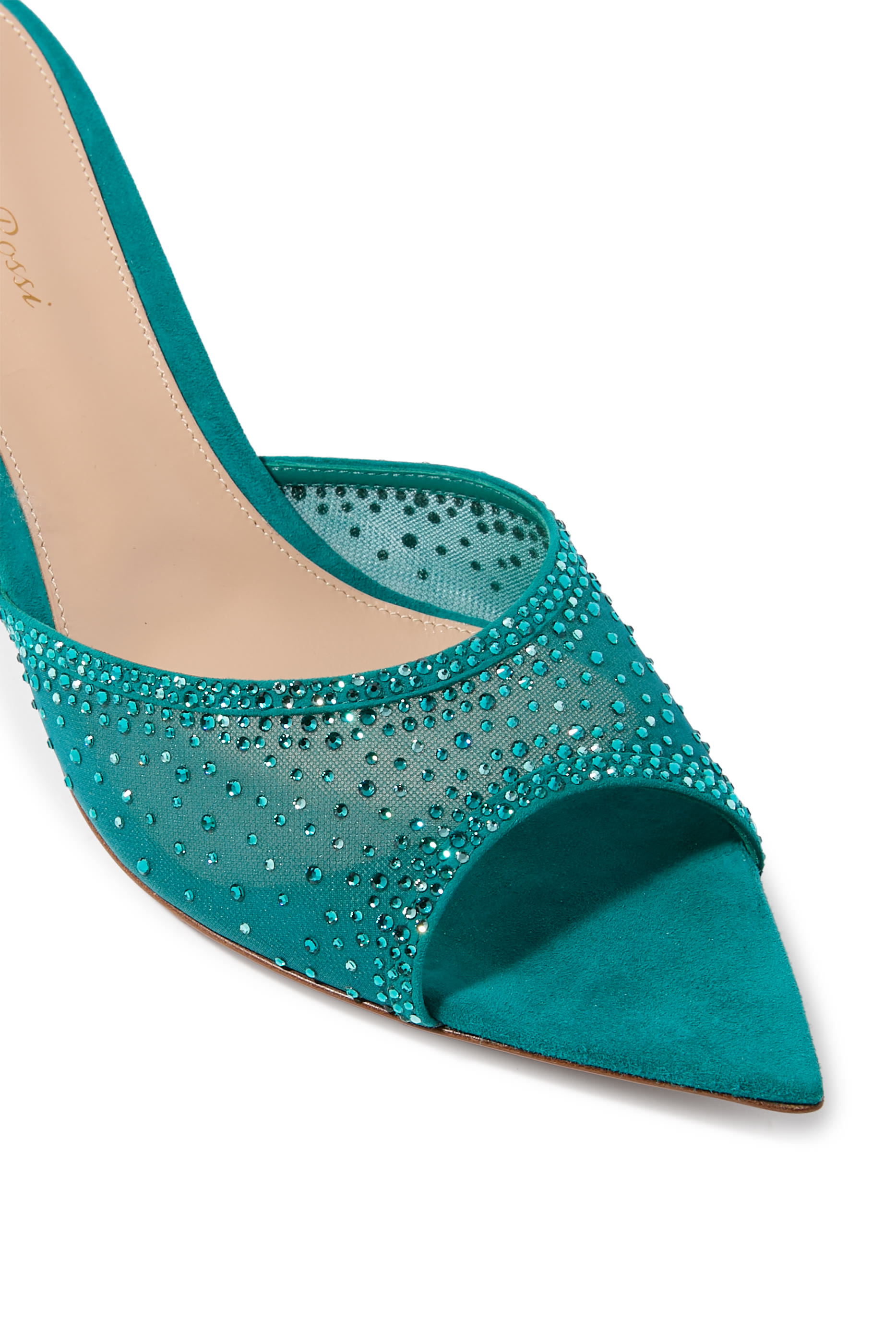 Rania 55 Suede Organza Embellished Mules