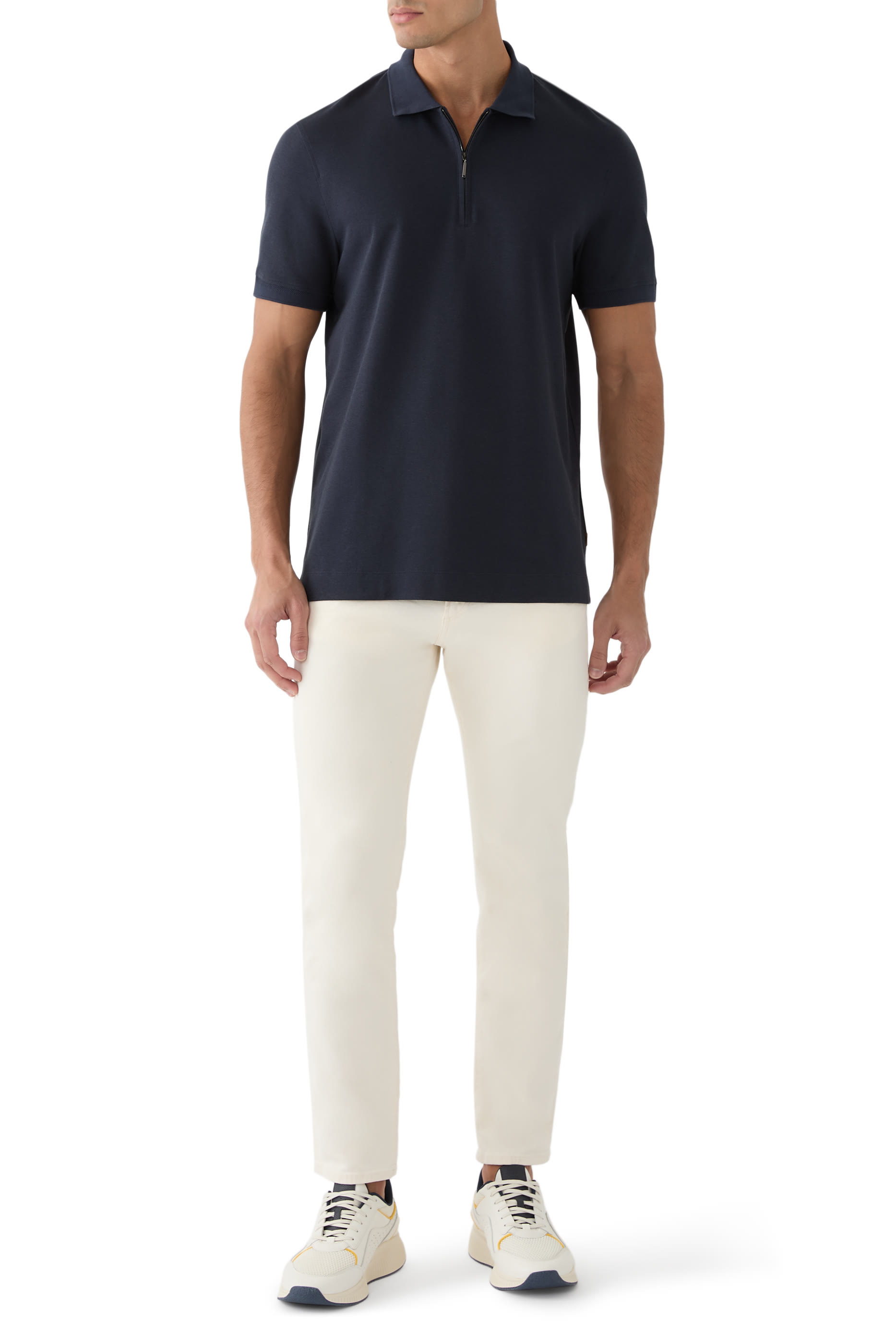 Zip-Neck Polo Shirt in Cotton and Cashmere