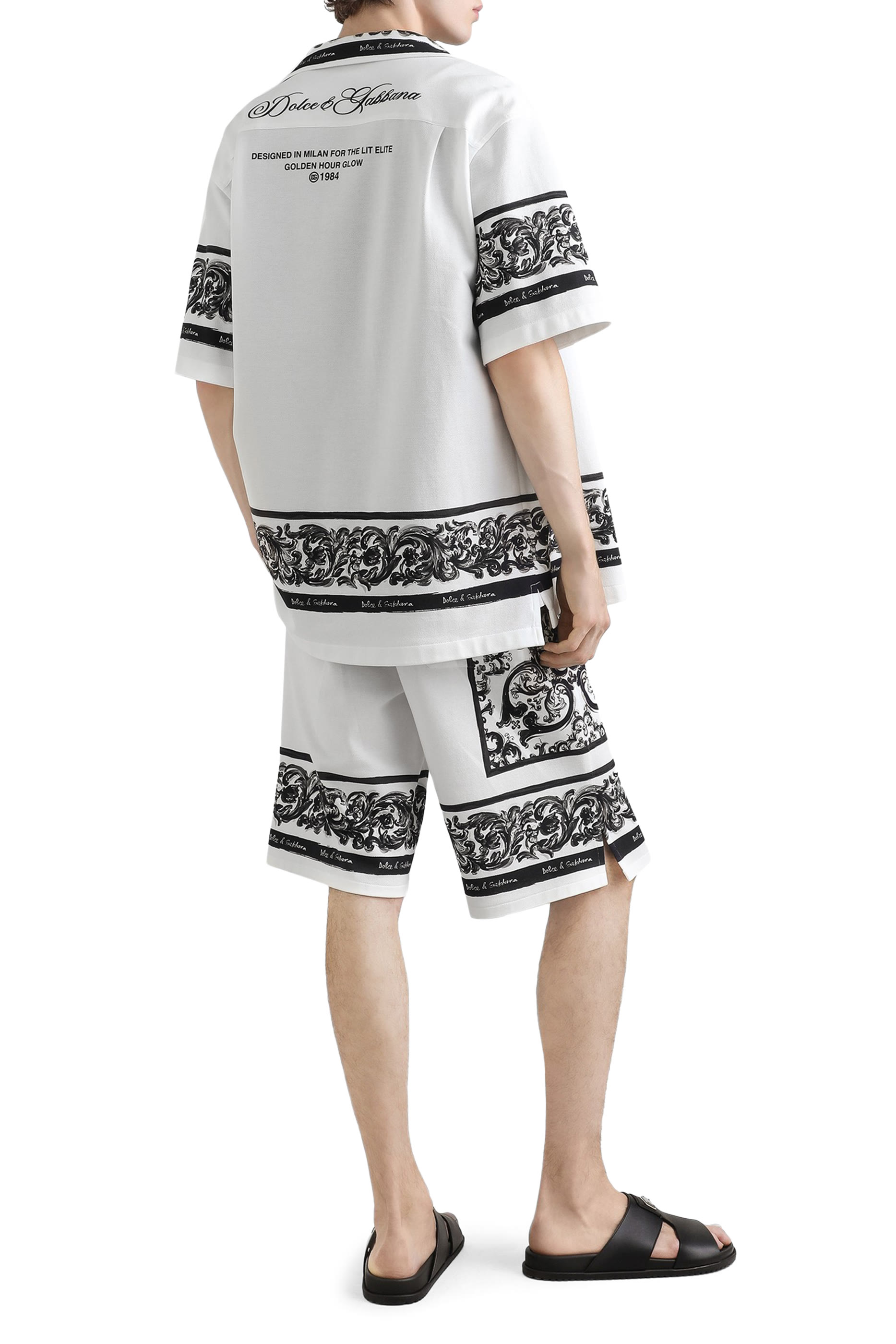 Majolica-Print Double Pique Bermuda Shorts