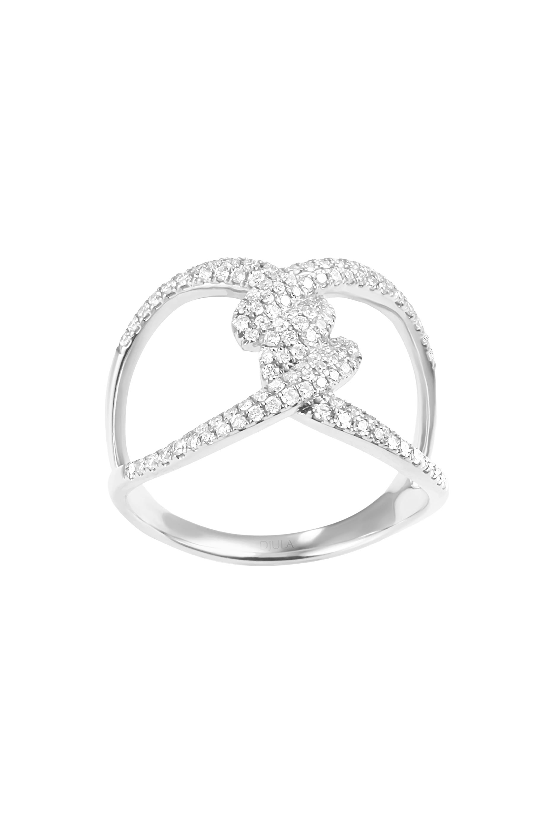  Barbel&eacute; Twist Pav&eacute; Ring, 18K White Gold & Diamonds