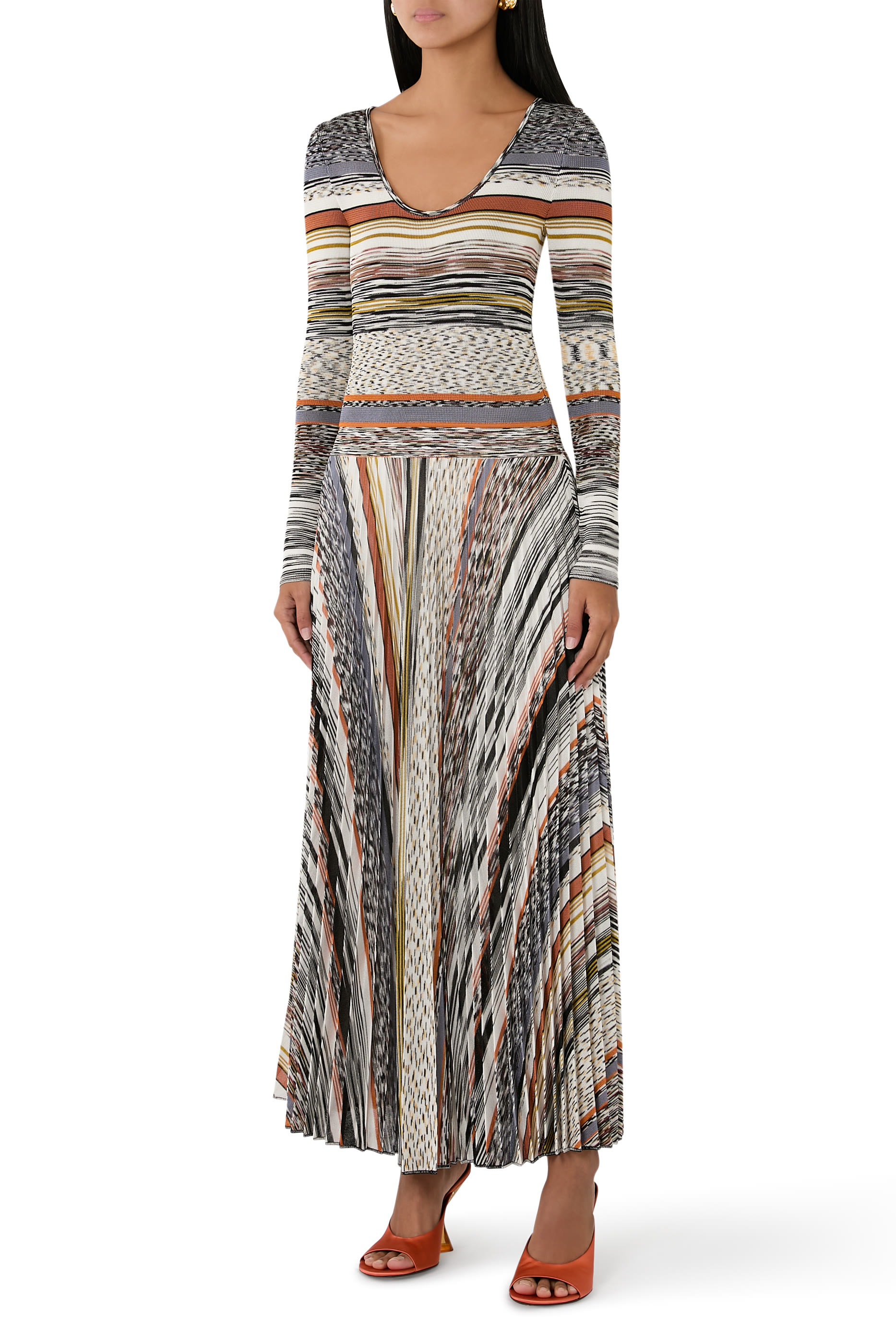 Viscose Pleated Maxi Dress