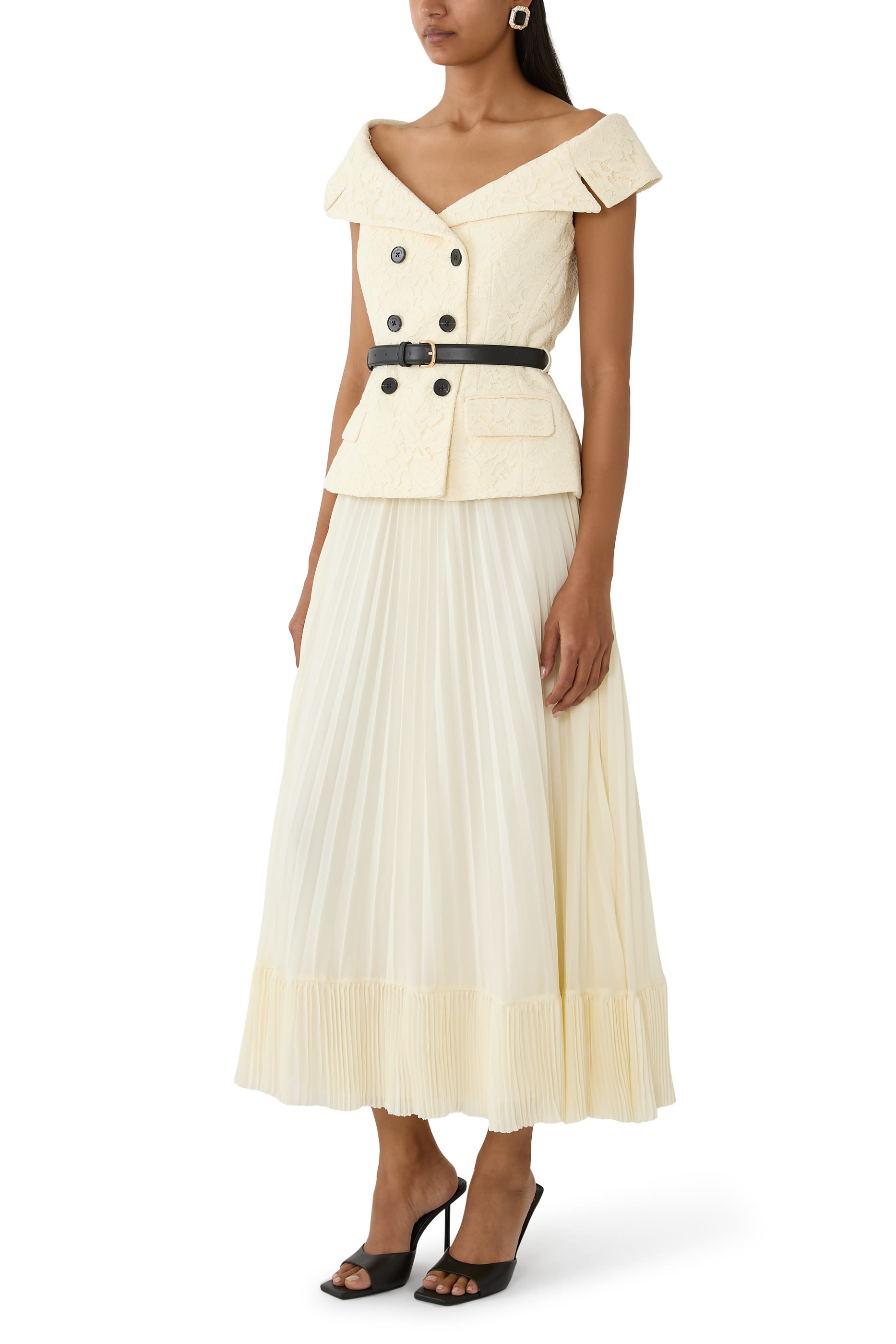 Lace Chiffon Midi Dress