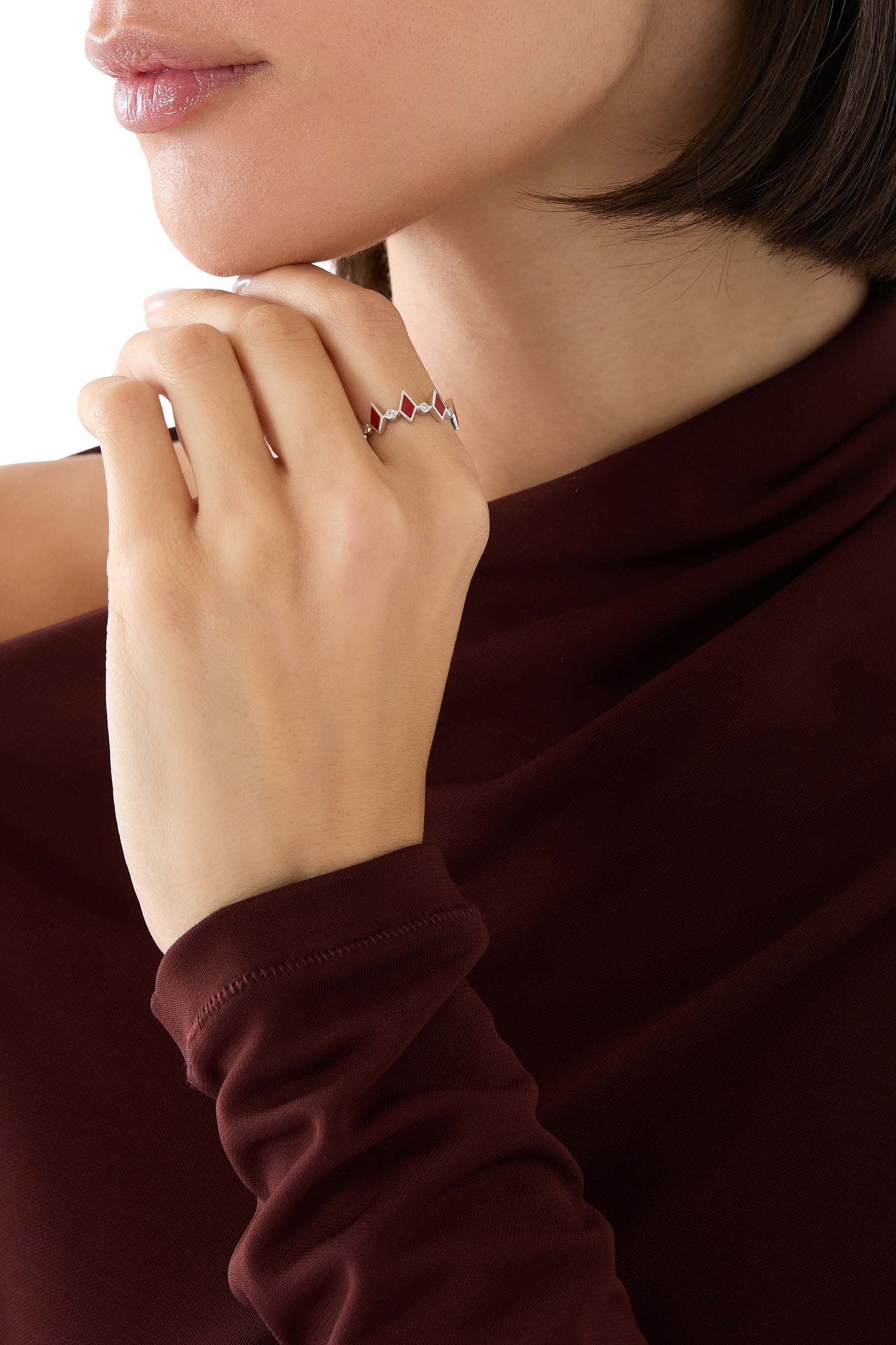 Mosaic Ring, 18k White Gold & Diamonds, Enamel