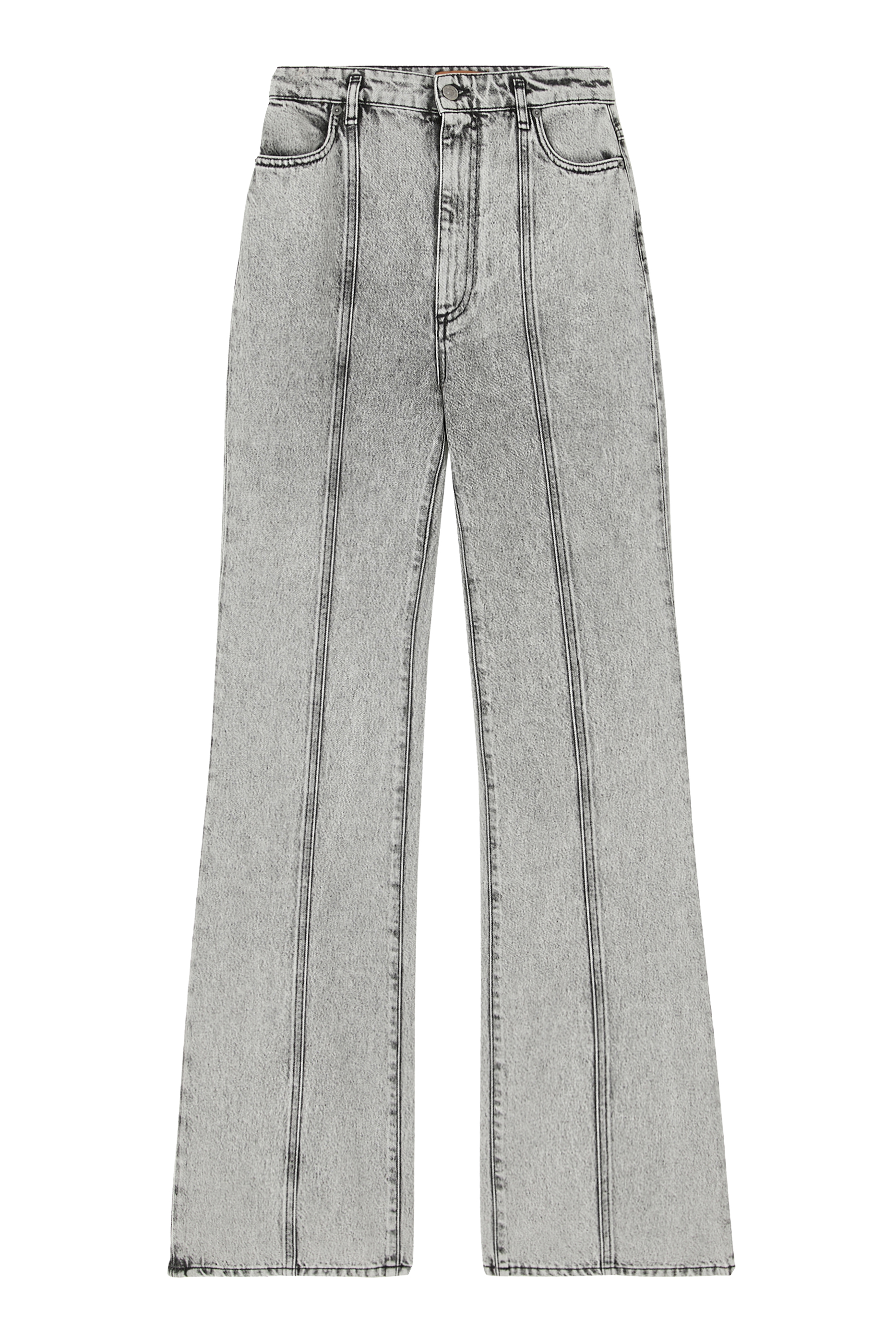 Solid Bleached Denim Flared Jeans