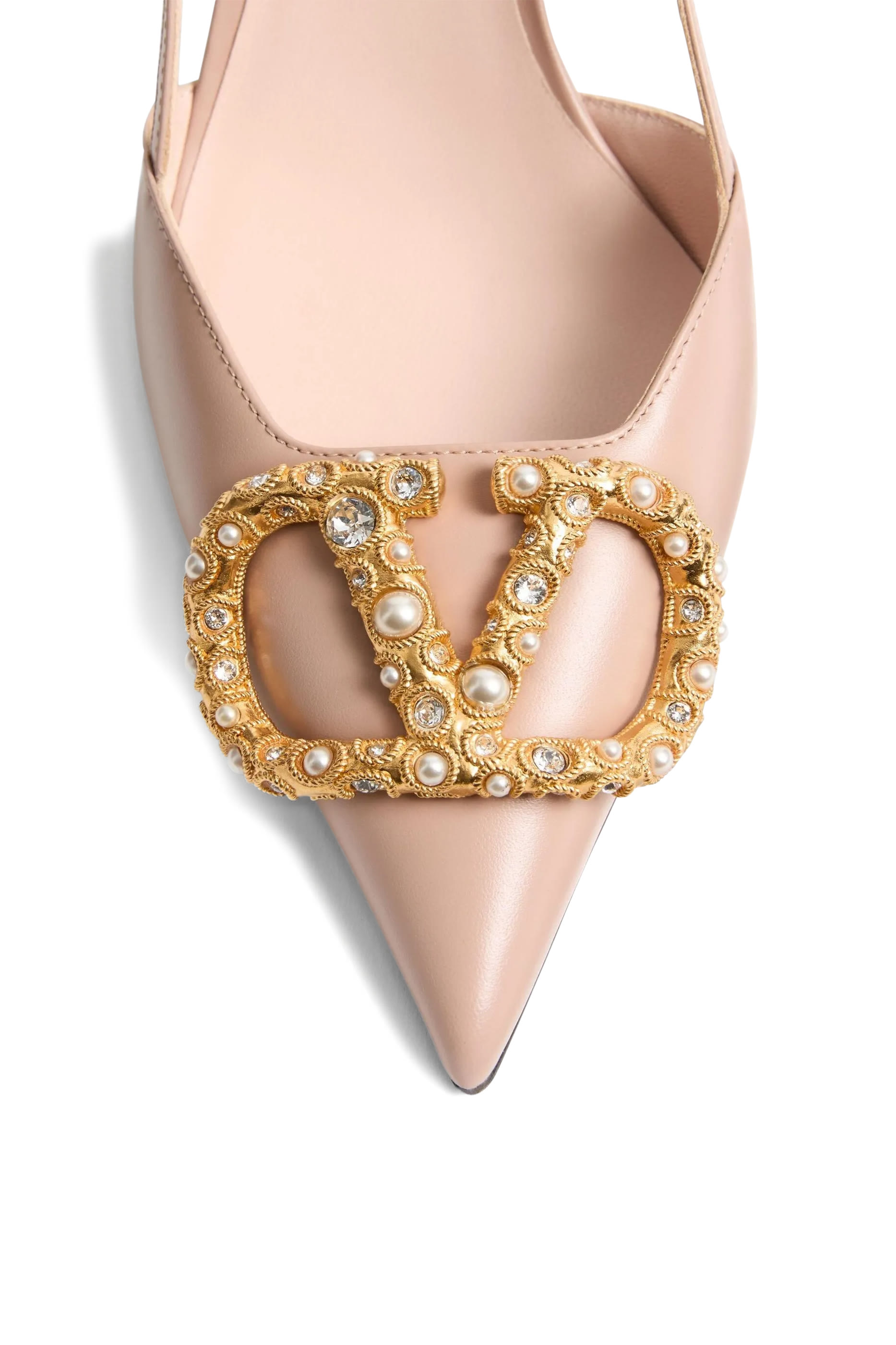  VLogo Signature 80 Slingback Calfskin Pumps with Jewel Logo 