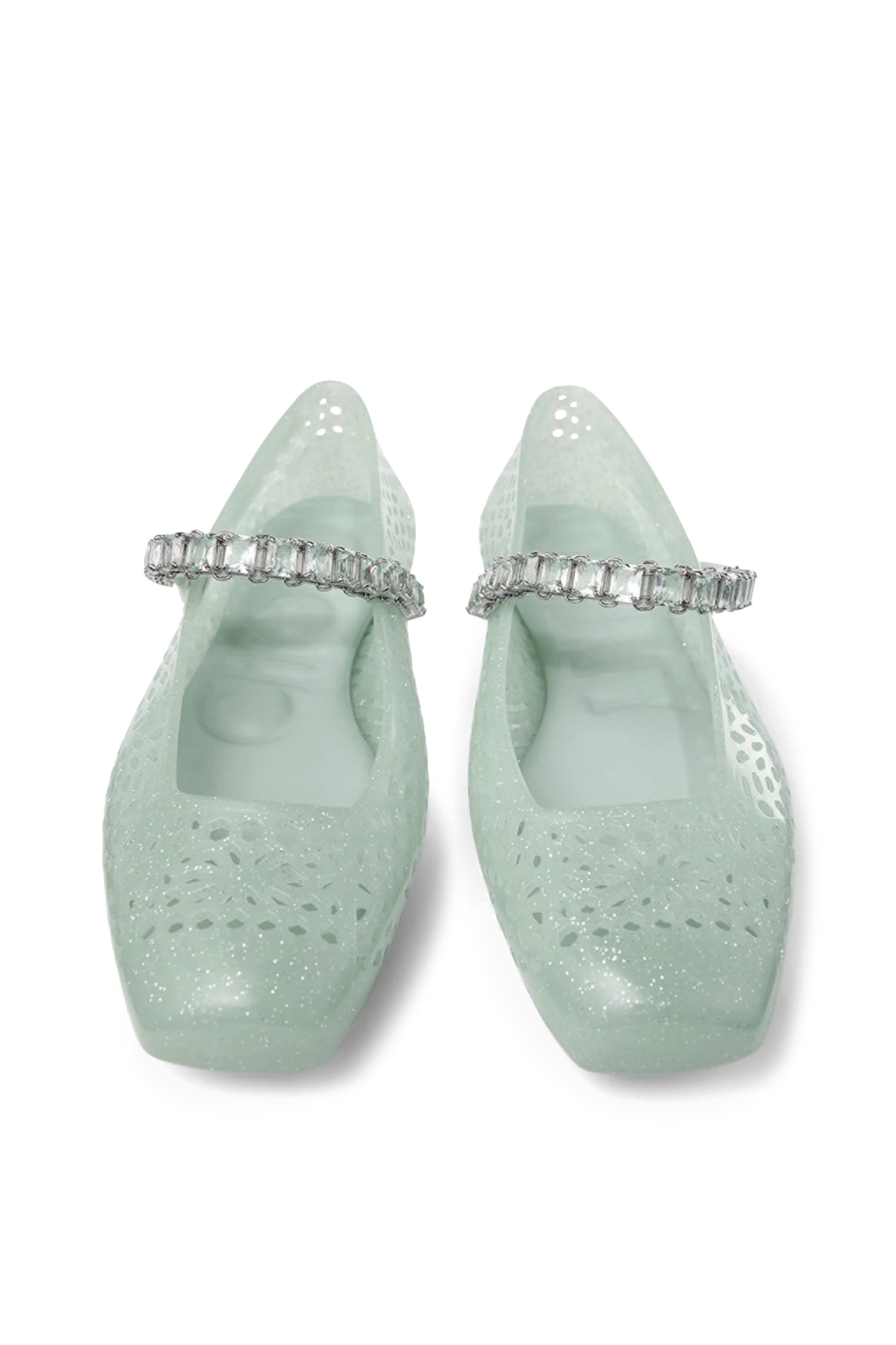 Jelly Ballerina Flats with Crystal Embellishment