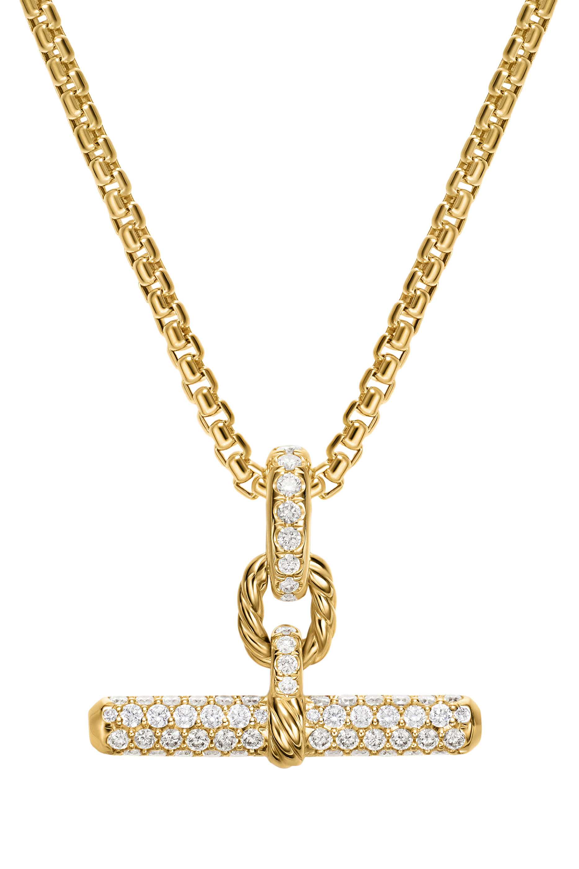 DY Madison&reg; Toggle Pendant, 18K Yellow Gold & Diamonds