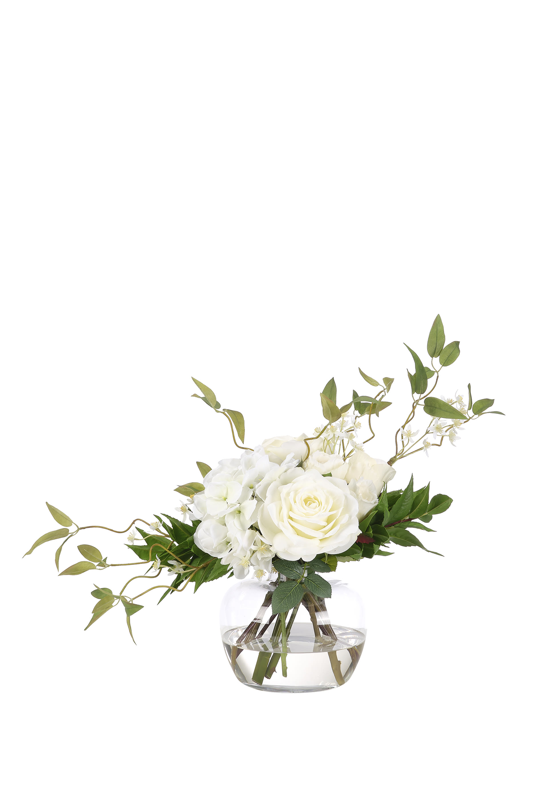 Hydrangea & Rose in Glass Vase