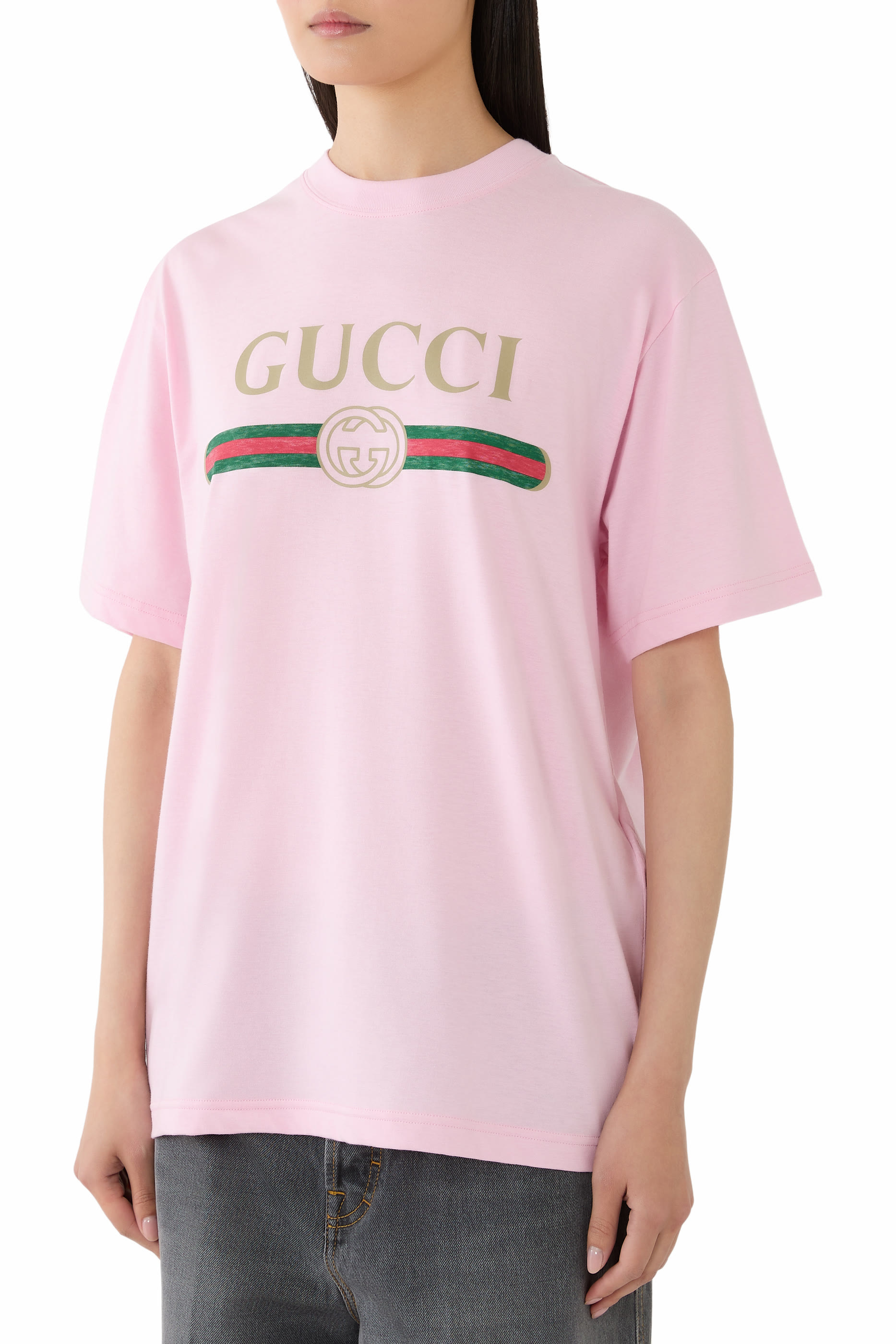 Cotton Jersey & Silk T-Shirt with Print 