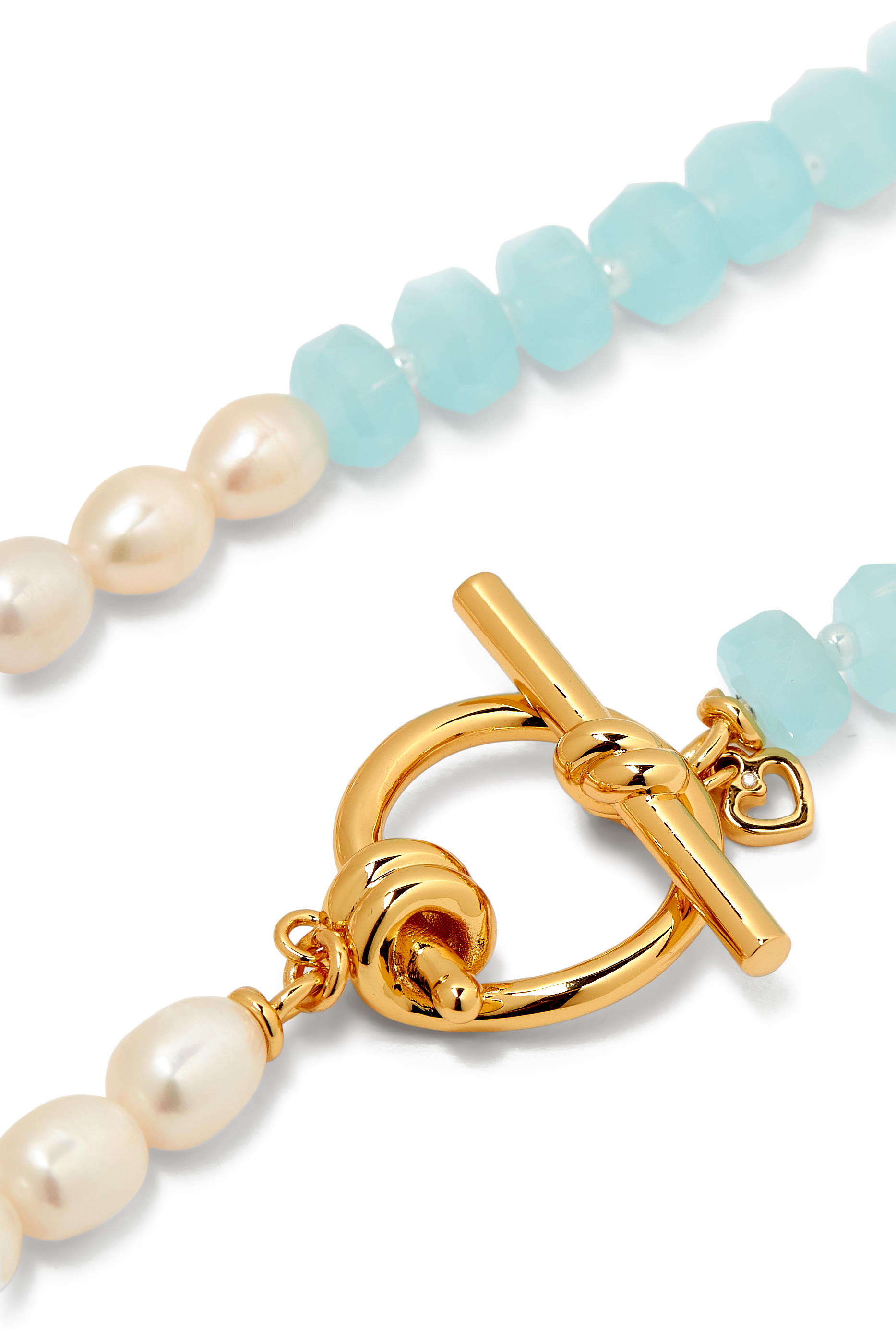 Ropes and Knots Toggle Necklace, Plated Metal & Glass Bead, Freshwater Pearl, Cubic Zirconia