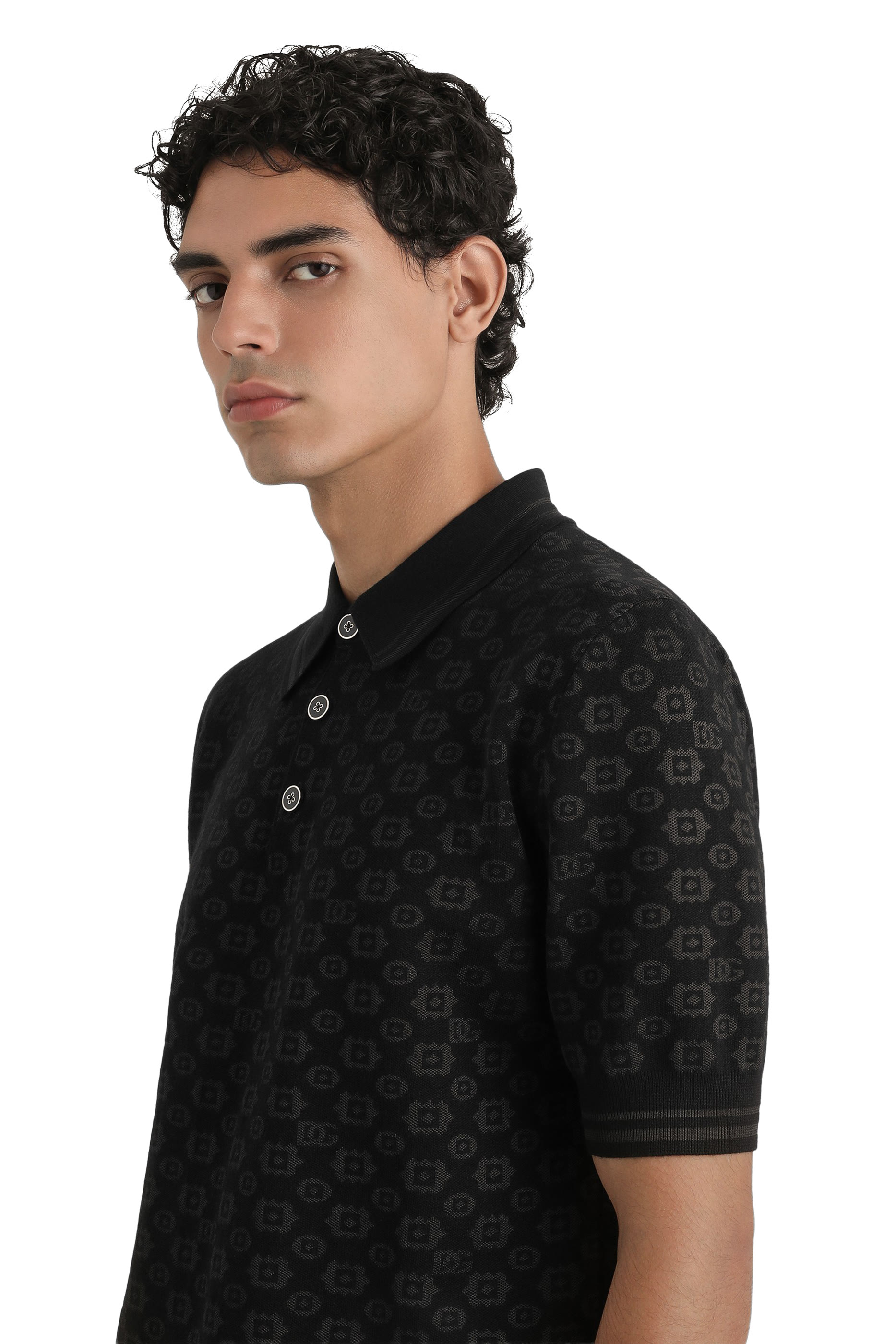 Micro-Dot Stitch Polo Shirt