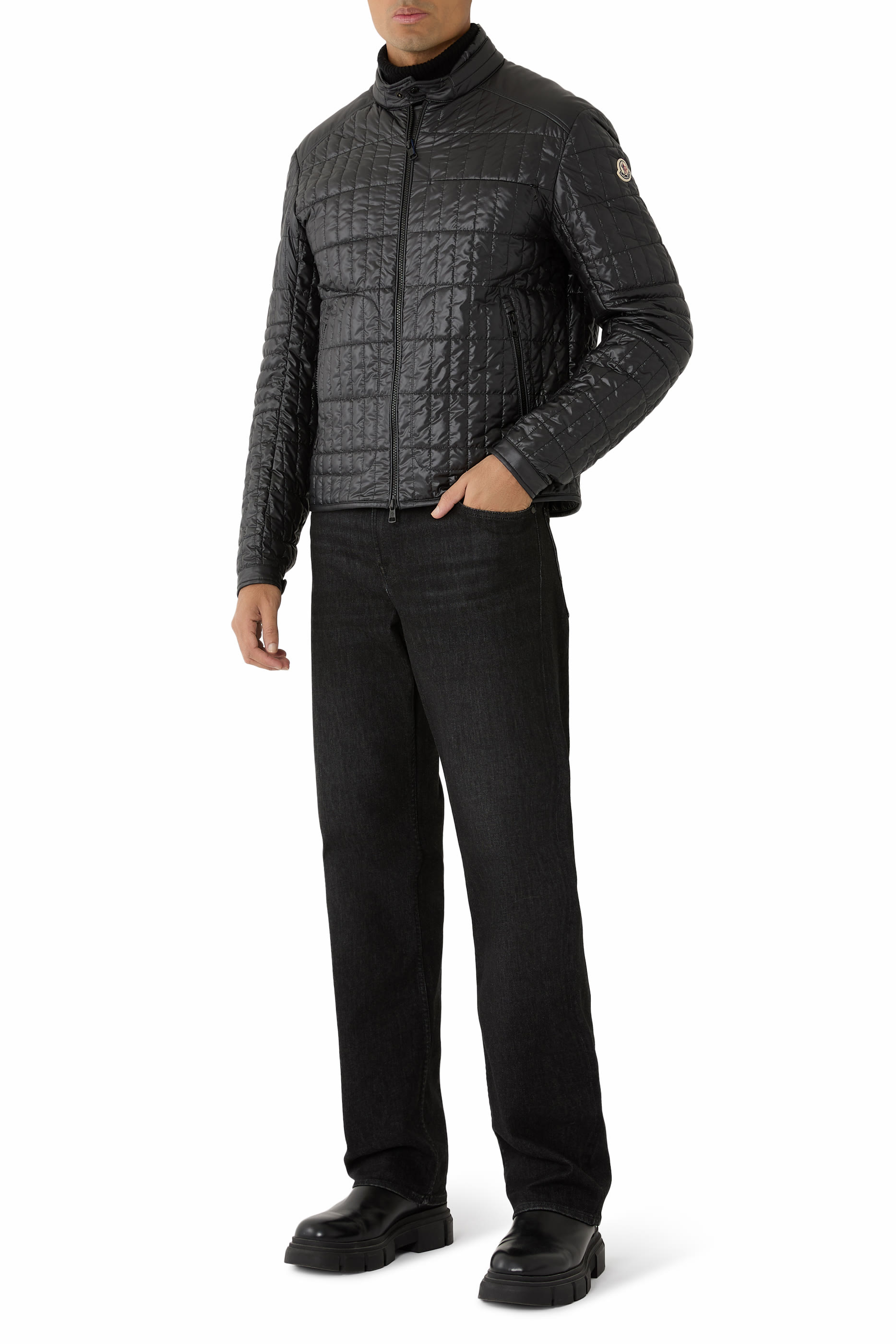Lasne Vertical-Quilted Padded Biker Jacket