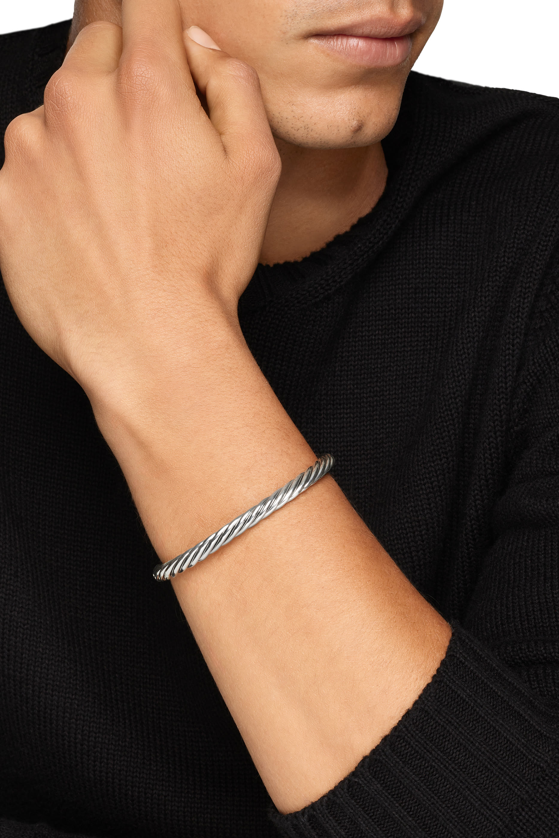 Cable Cuff Bracelet, Sterling Silver