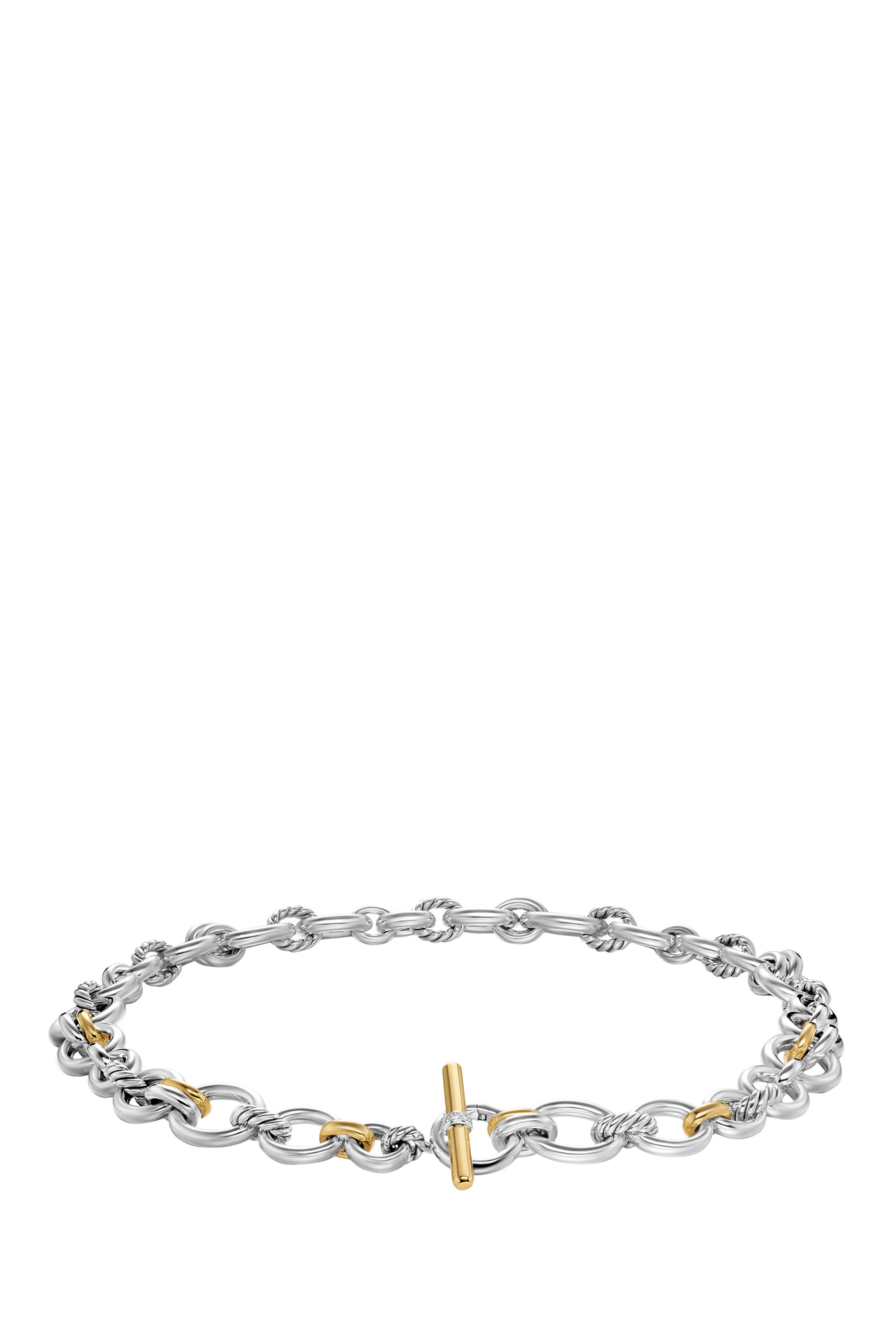 DY Mercer&reg; Chain Necklace, Sterling Silver with 18K Yellow Gold & Diamonds