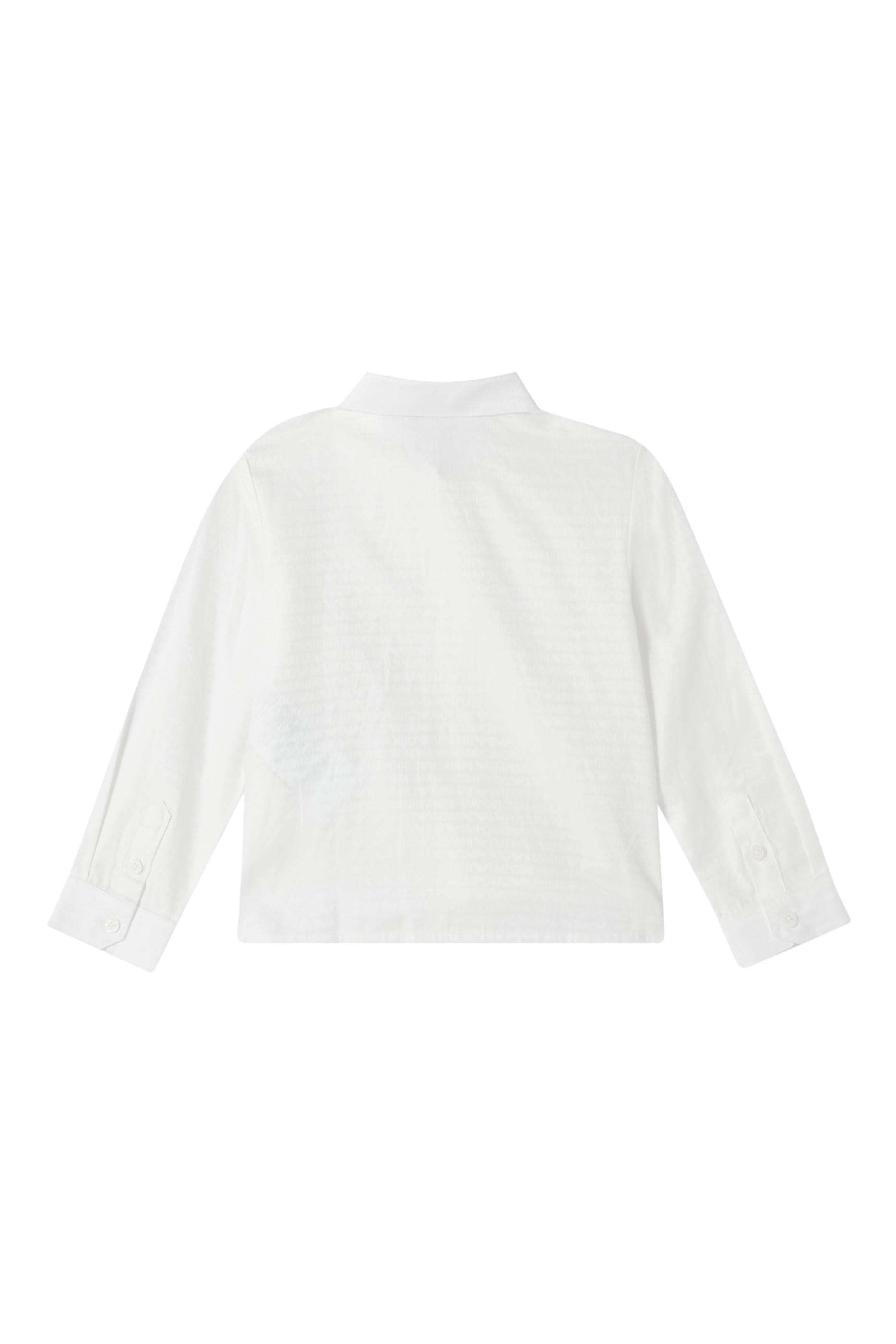 Baby Poplin Shirt with Monochromatic Eagle Embroidery